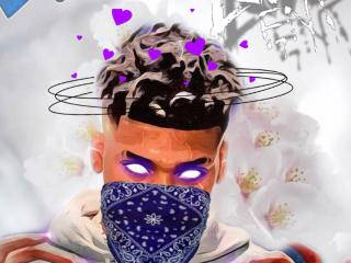 Nle Choppa, glowing purple eyes, blue bandana, SD Desktop Wallpaper