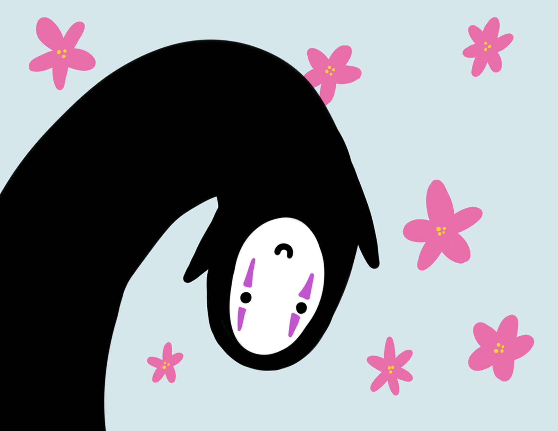 No-Face, white mask, black hair, Full HD Desktop Wallpaper
