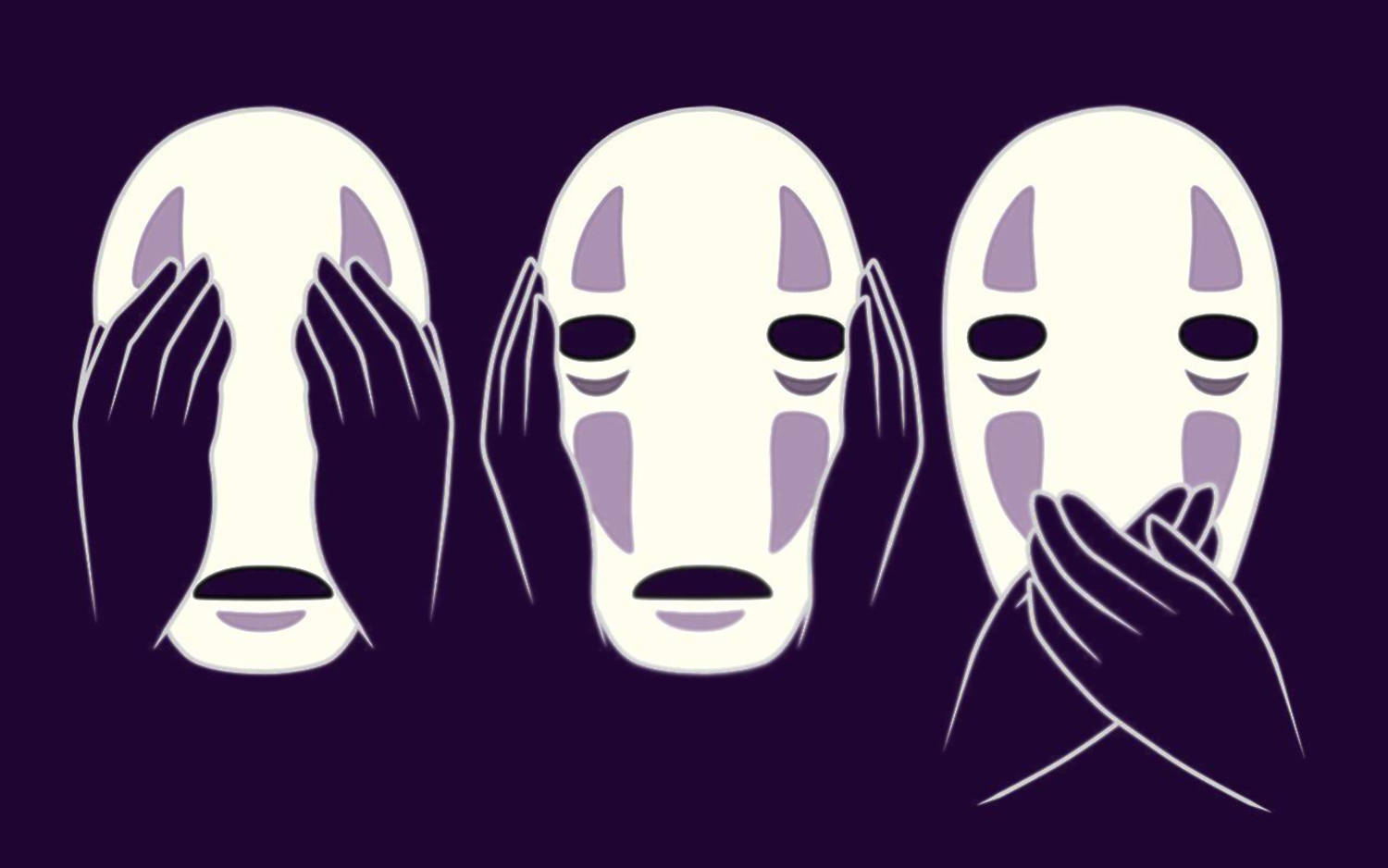 No-Face, purple void, white masked figures, HD Desktop Wallpaper