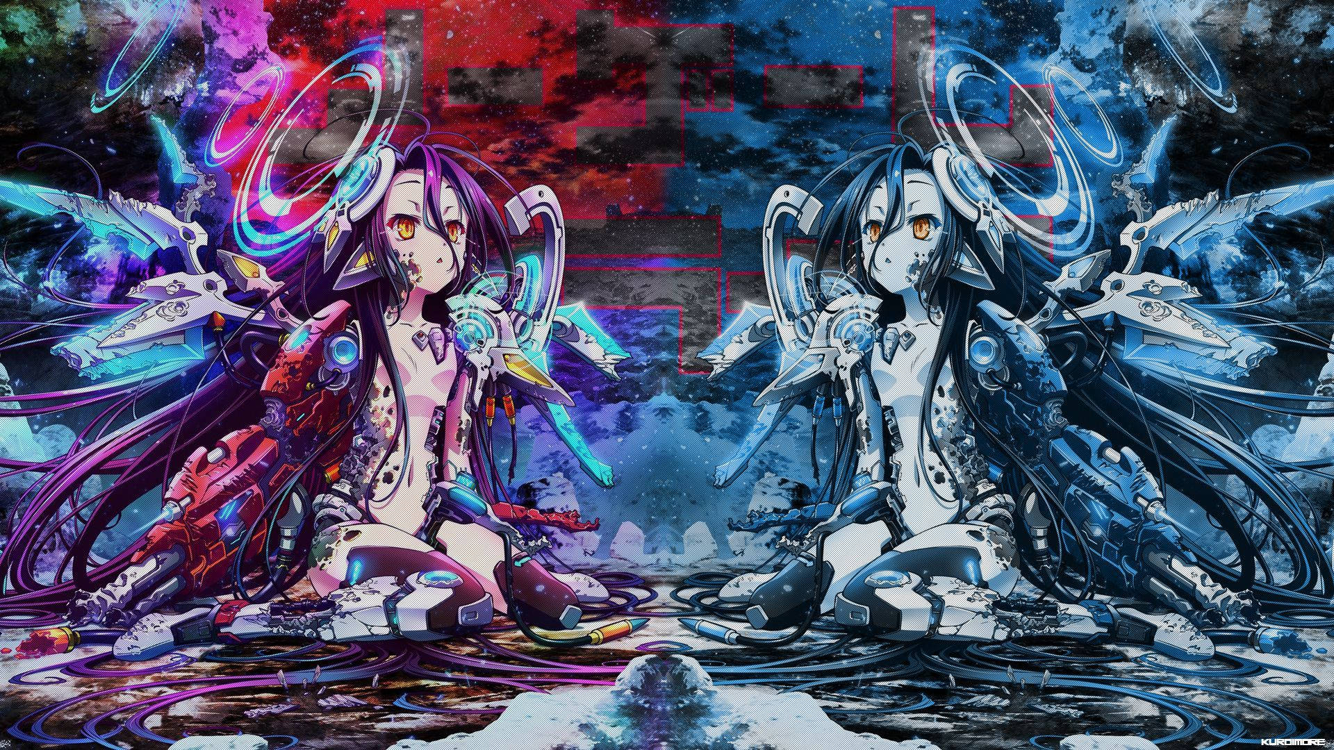 No Game No Life, cybernetic wings, glowing eyes, Full HD Desktop Wallpaper