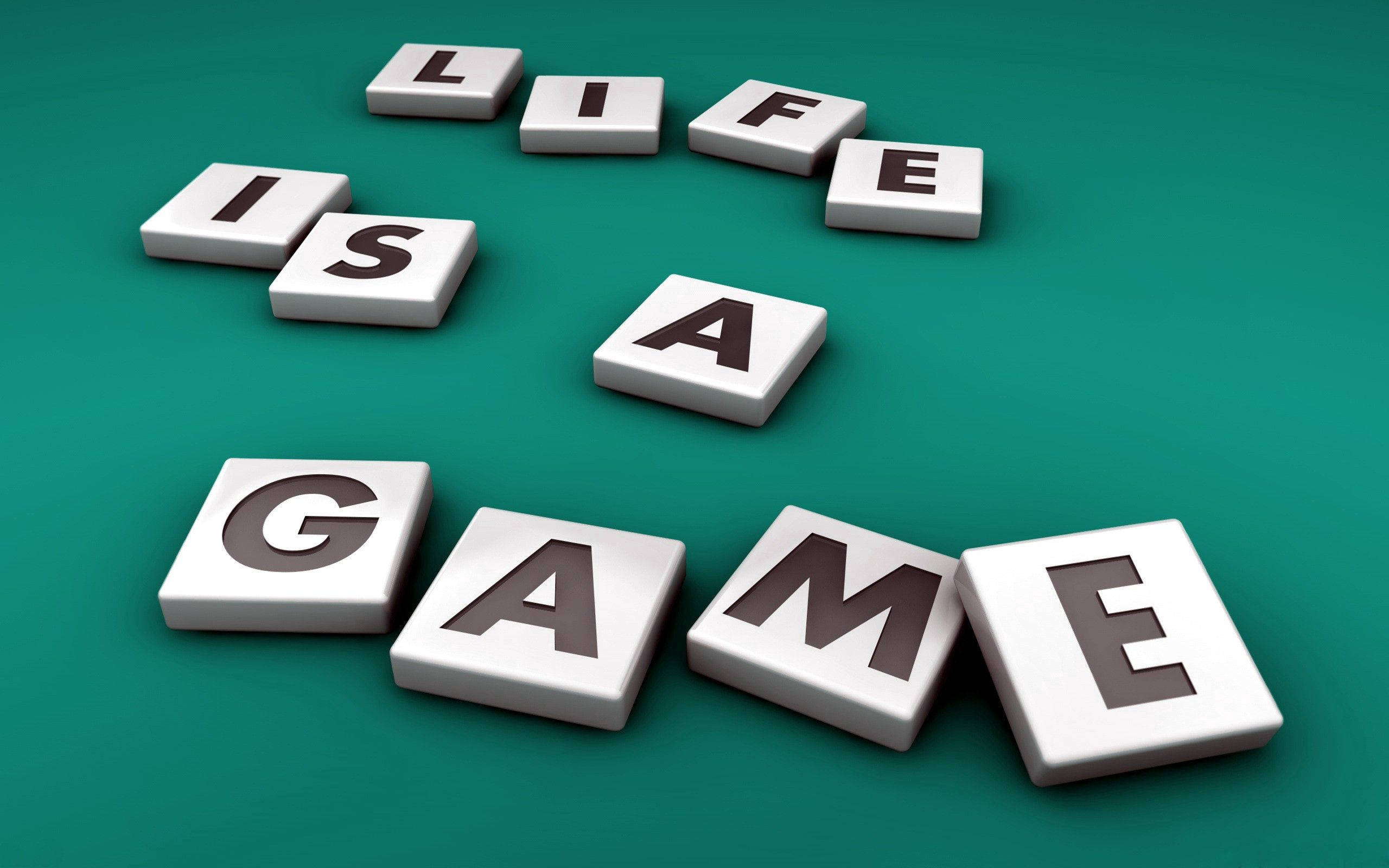 No Game No Life, LIFE IS A GAME, teal surface, 2K Desktop Wallpaper