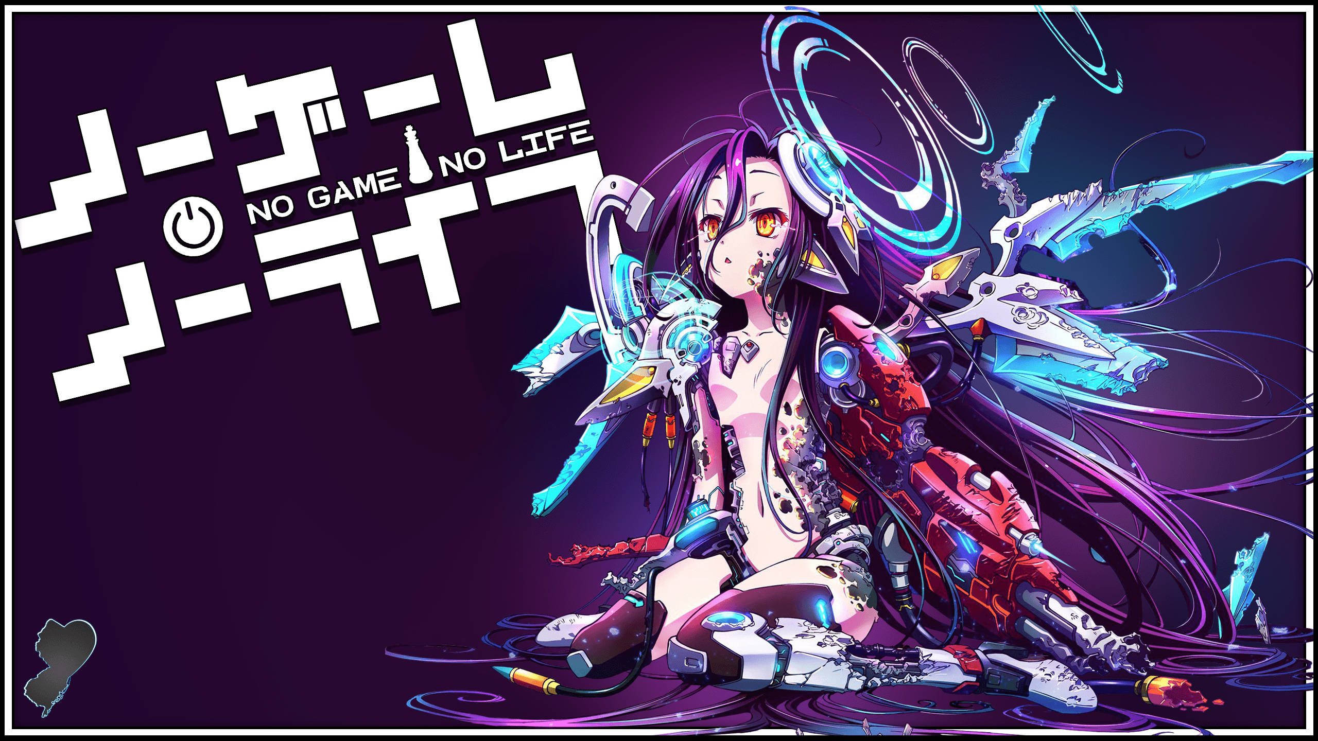 No Game No Life, cyberpunk anime girl, purple hair, 2K Desktop Wallpaper