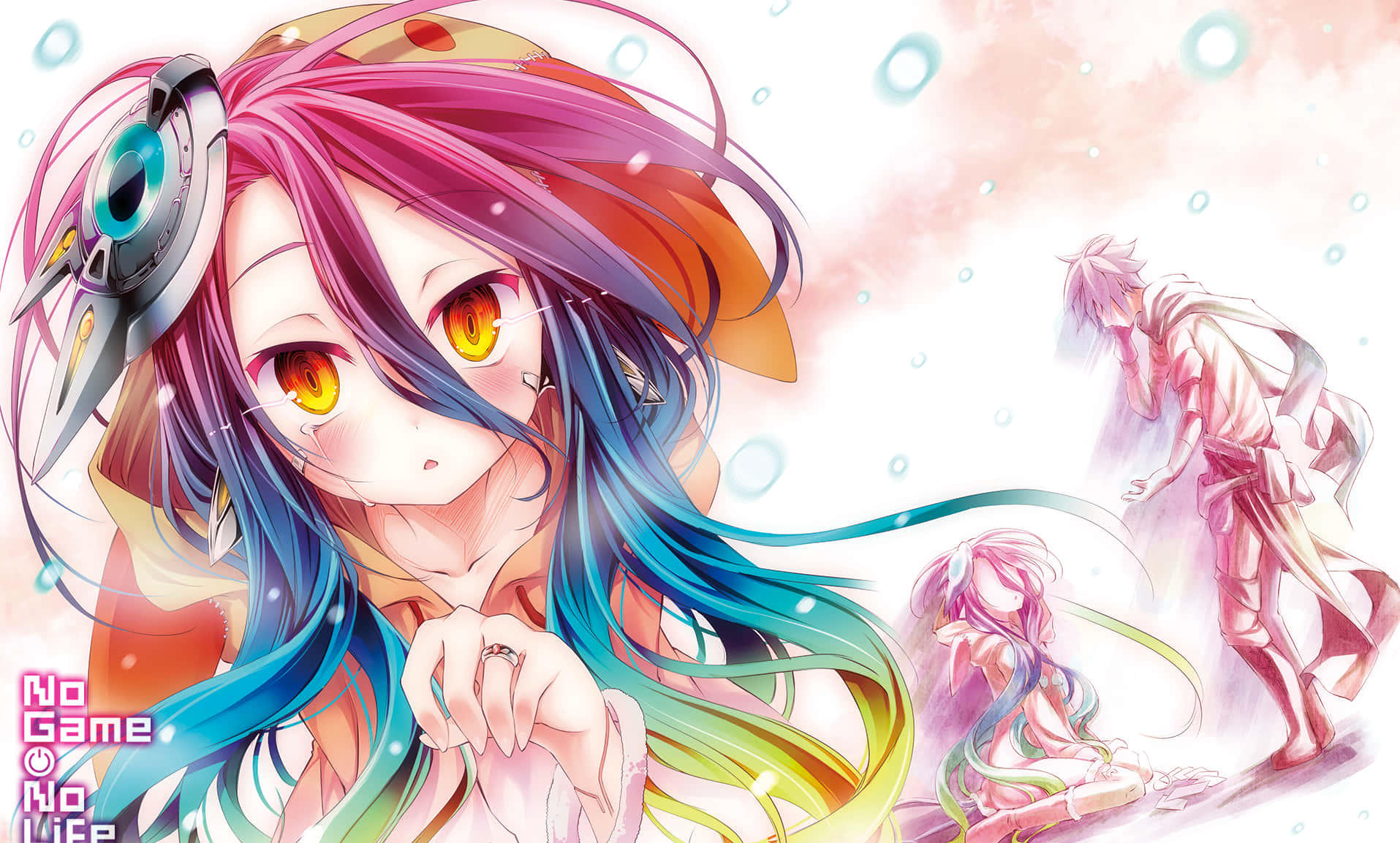 No Game No Life, blushing character, rainbow hair, HD Desktop Wallpaper