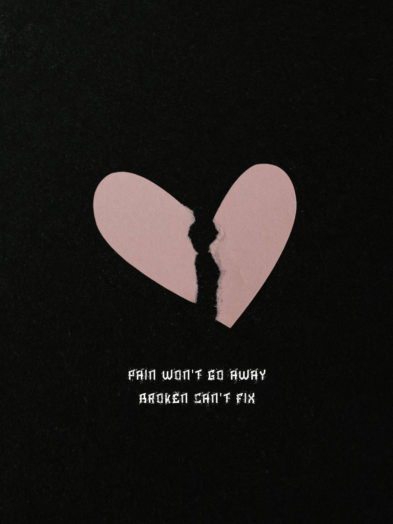 No Love, broken paper heart, torn pink heart, Full HD Phone Wallpaper
