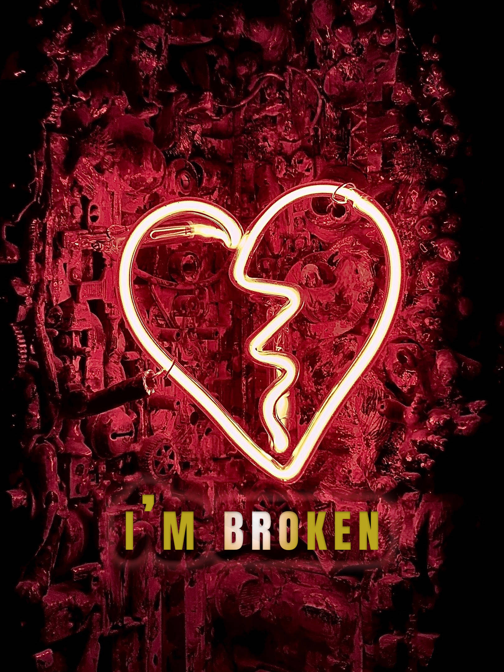 No Love, neon light, broken heart, Full HD Phone Wallpaper