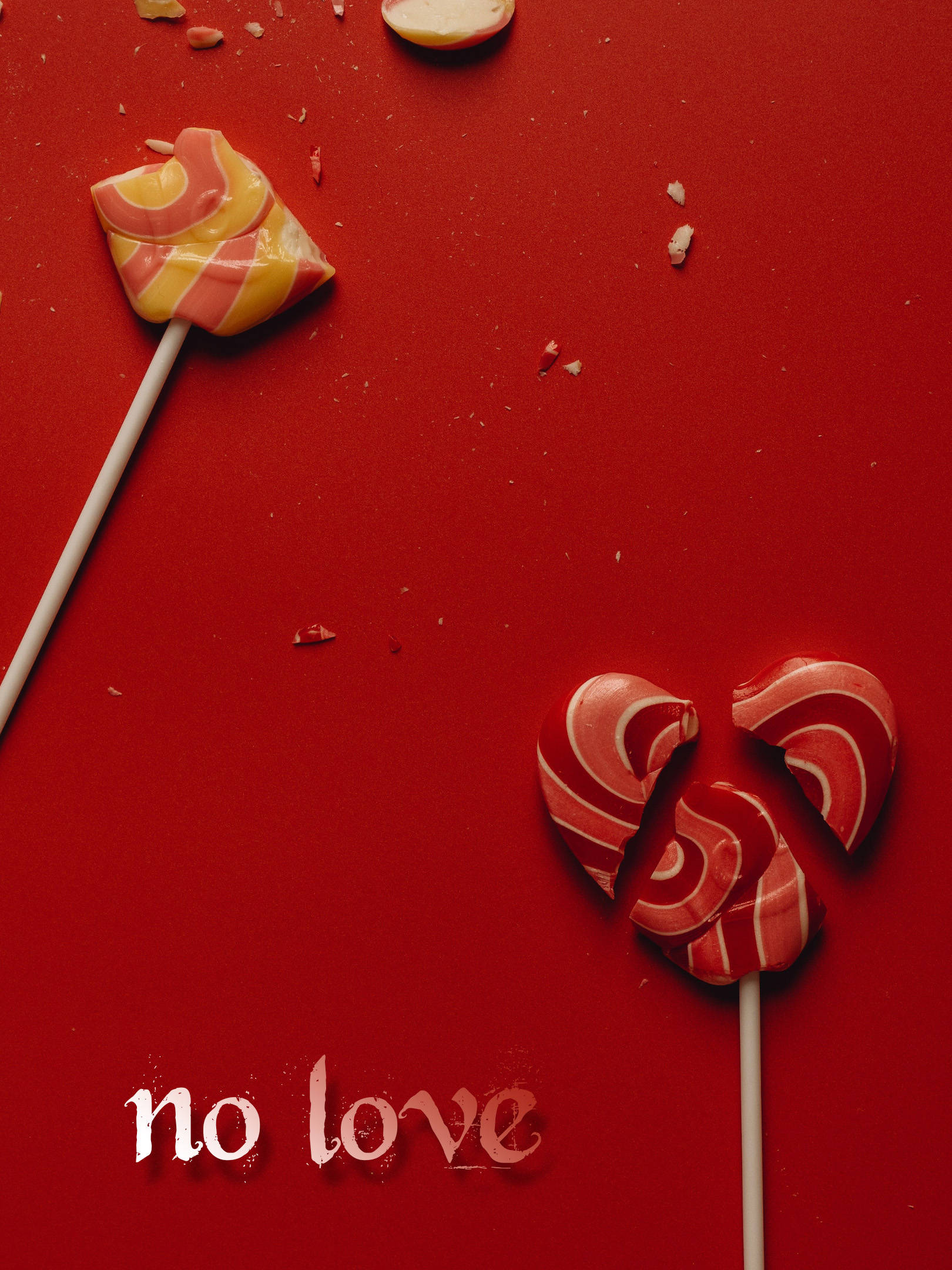 No Love, heart-shaped lollipop, swirl lollipop, Full HD Phone Wallpaper