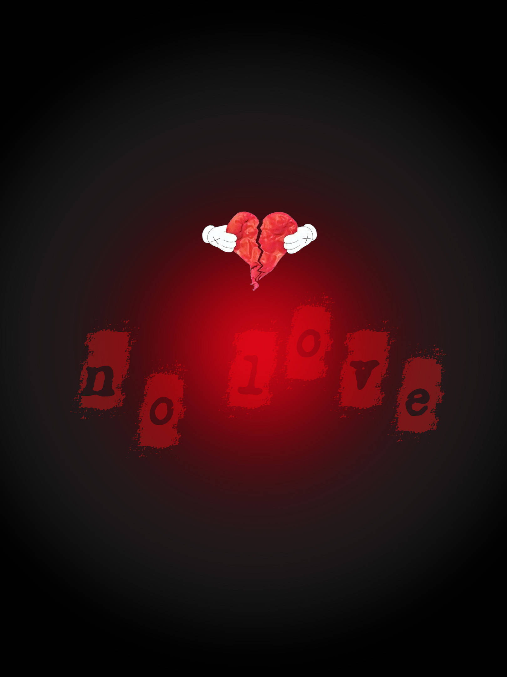 No Love, broken red heart, white-gloved hands, Full HD Phone Wallpaper