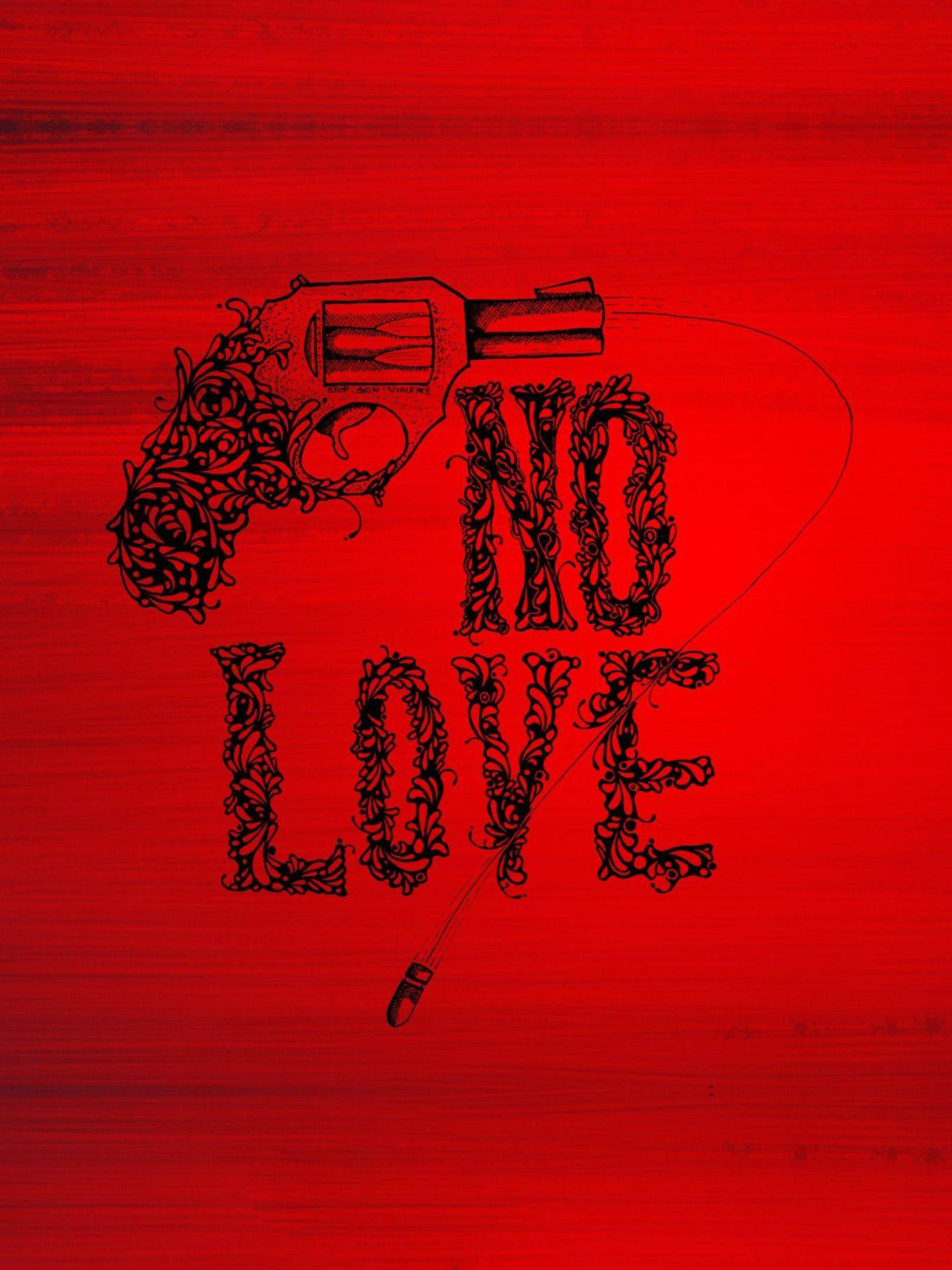 No Love, revolver pistol, ornate black lettering, Full HD Phone Wallpaper