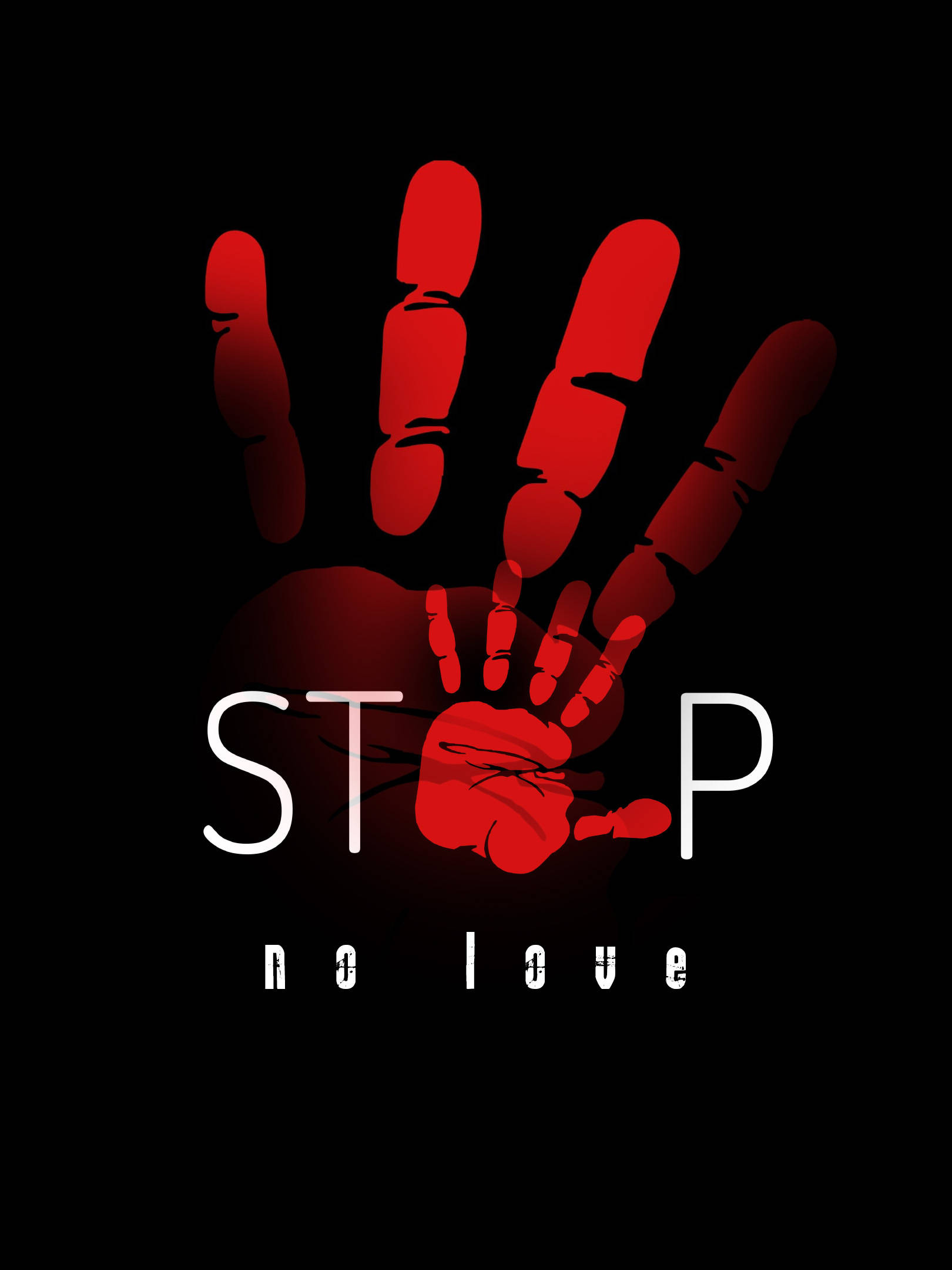 No Love, red handprint, black background, Full HD Phone Wallpaper