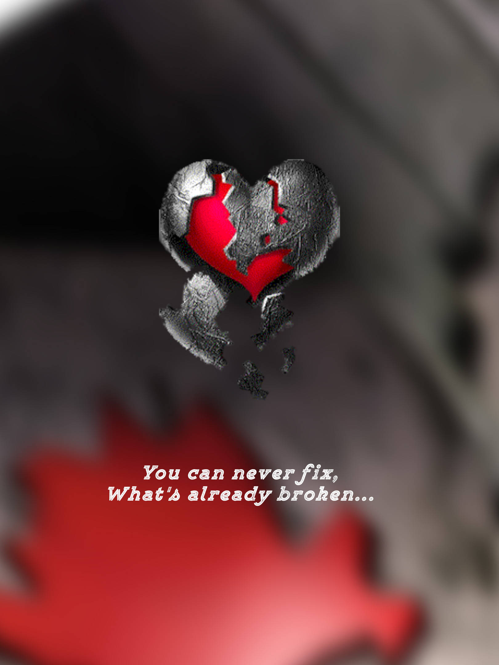 No Love, cracked metal heart, red core, Full HD Phone Wallpaper