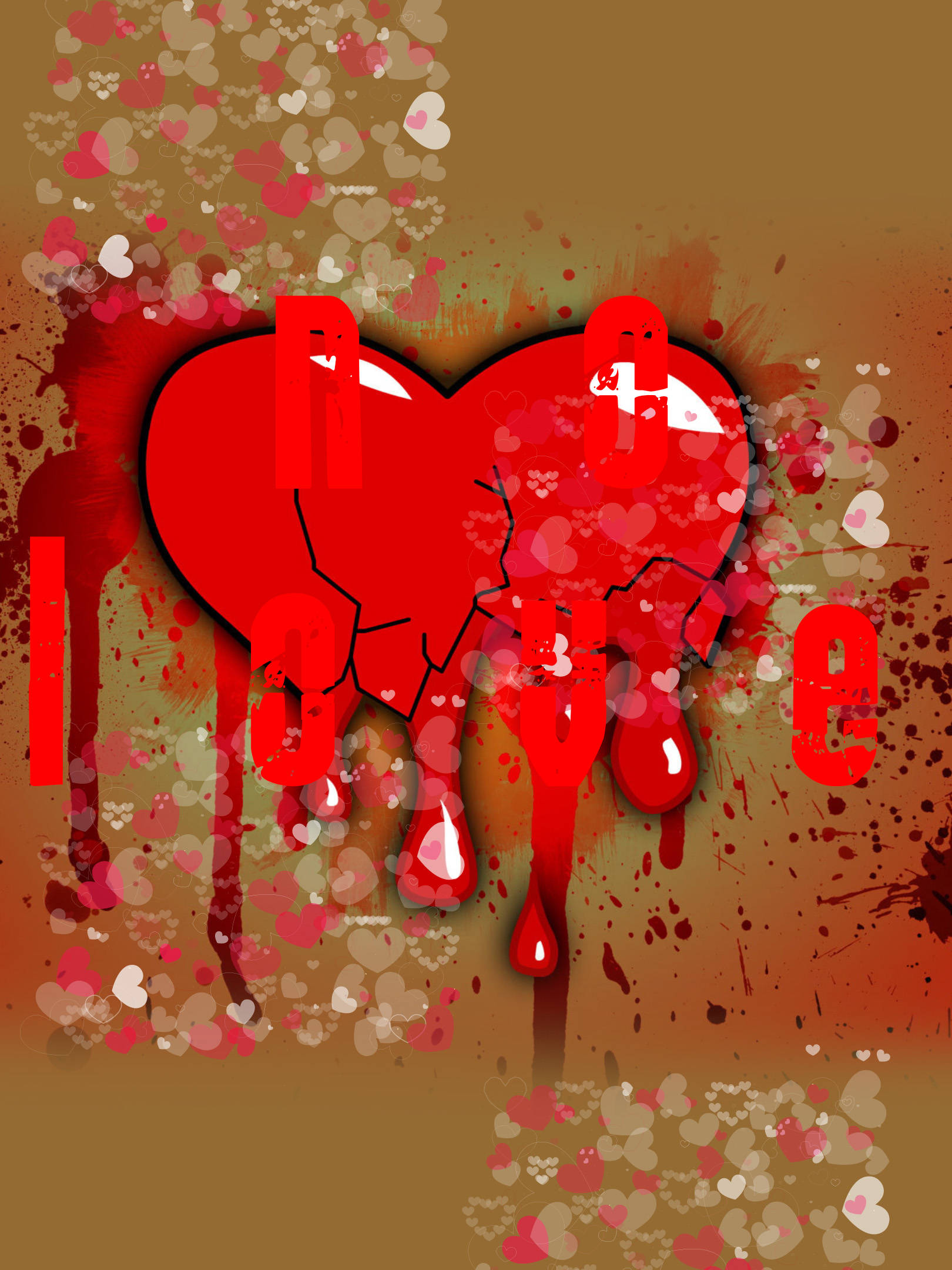 No Love, cracked red heart, dripping blood, Full HD Phone Wallpaper