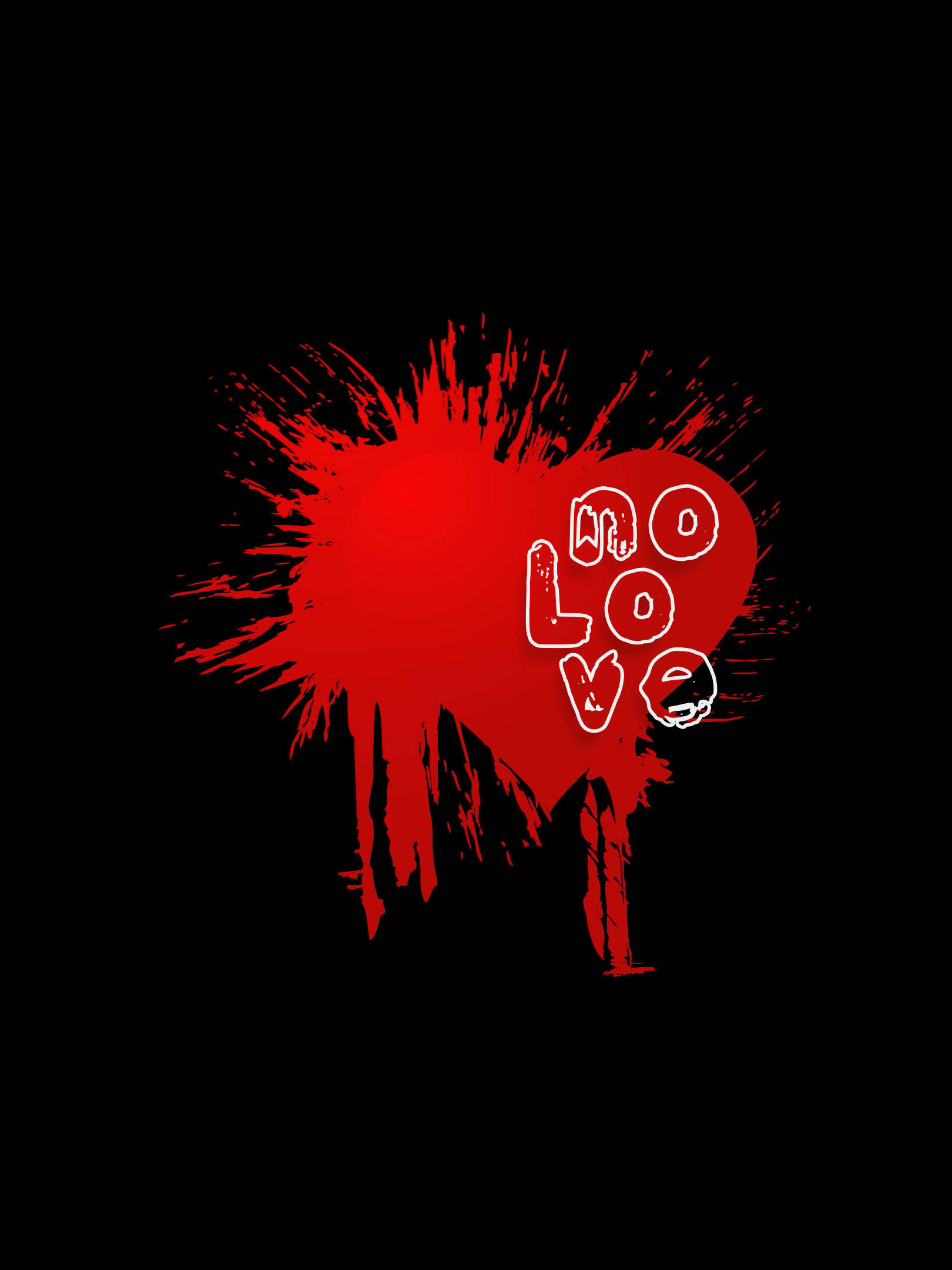 No Love, blood splatter heart, red heart, Full HD Phone Wallpaper