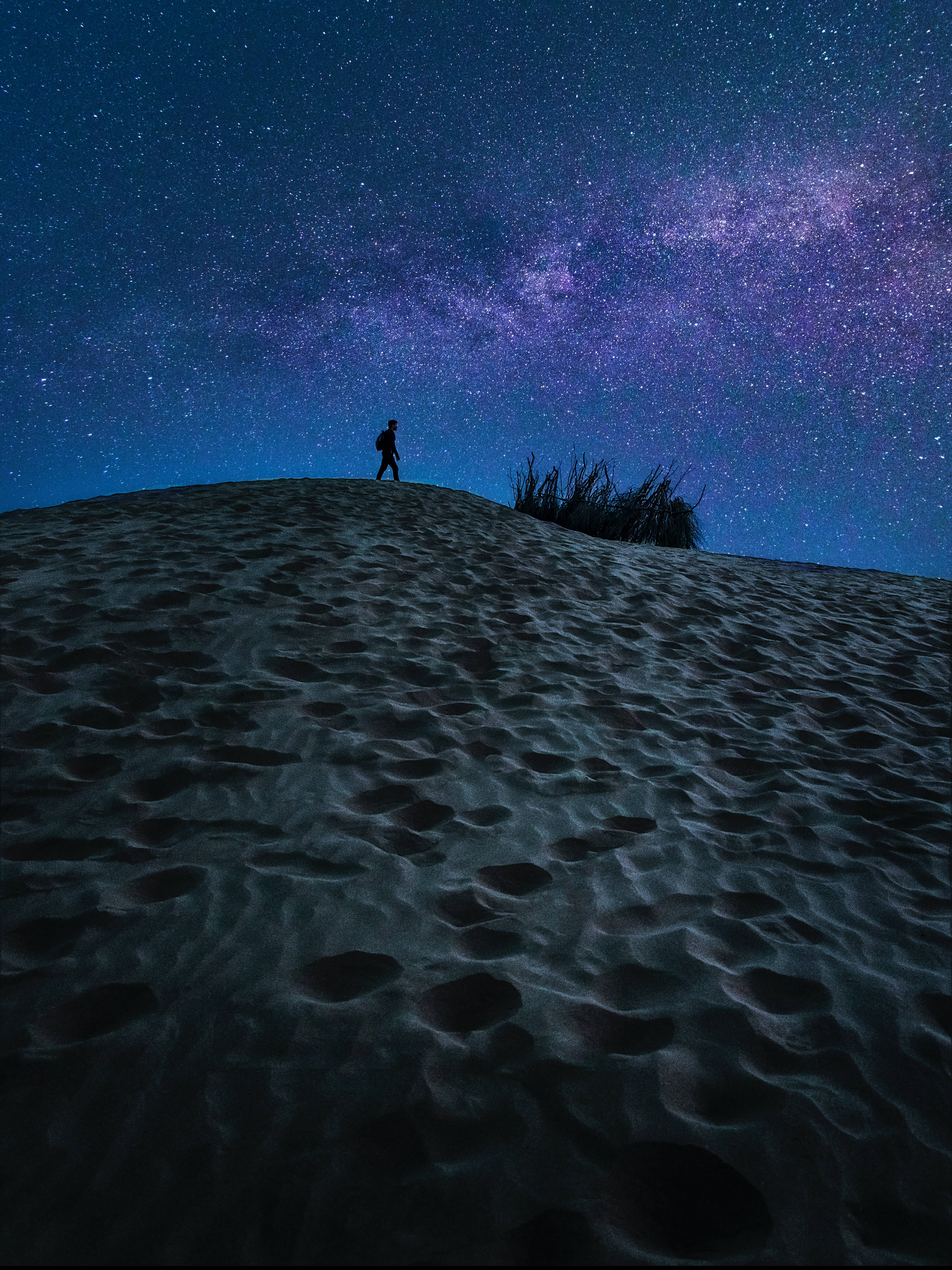 No Man's Sky, starry skies, textured sand dune, 4K Phone Wallpaper