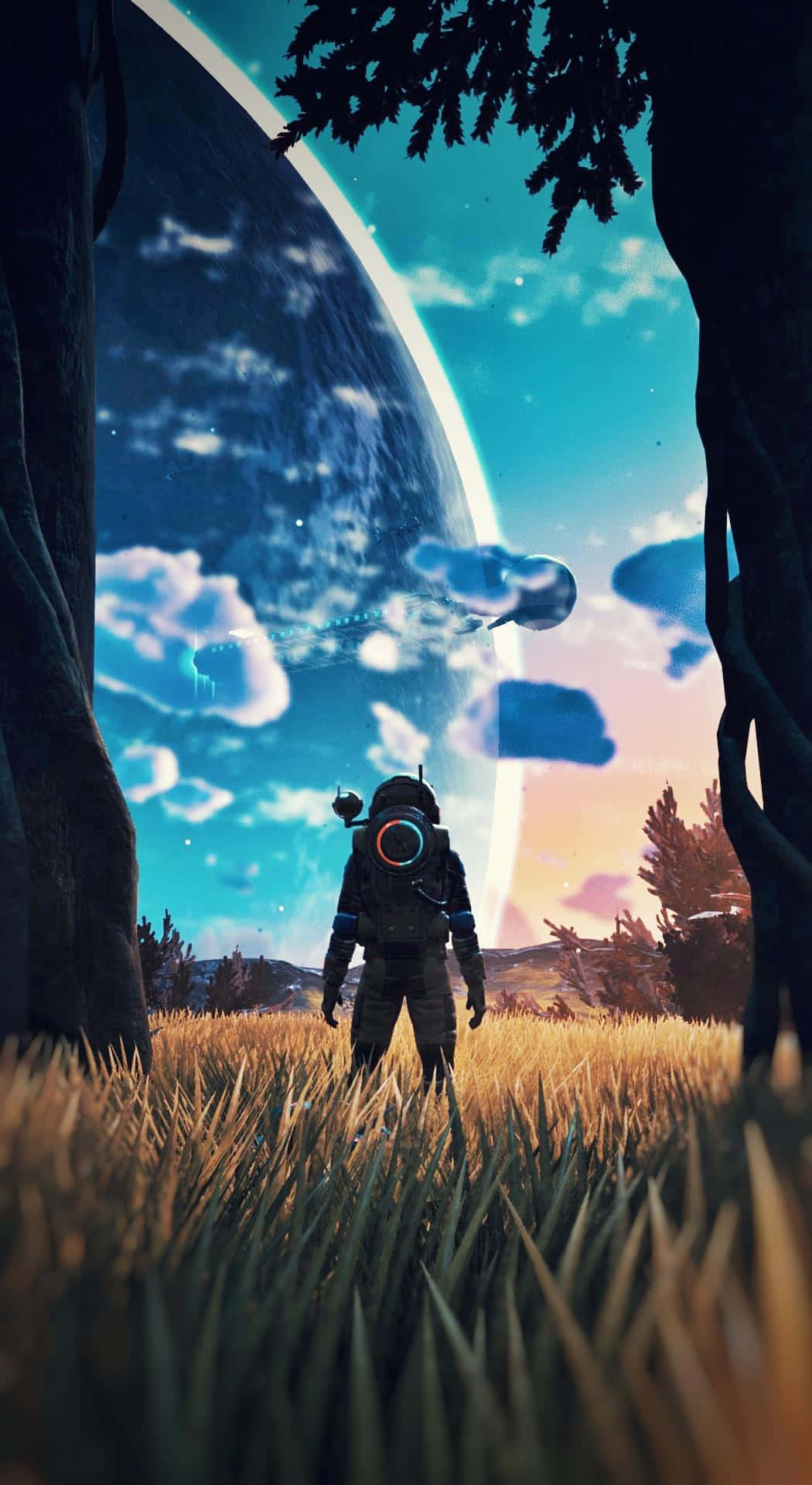 No Man's Sky, astronaut, golden field, Full HD Phone Wallpaper