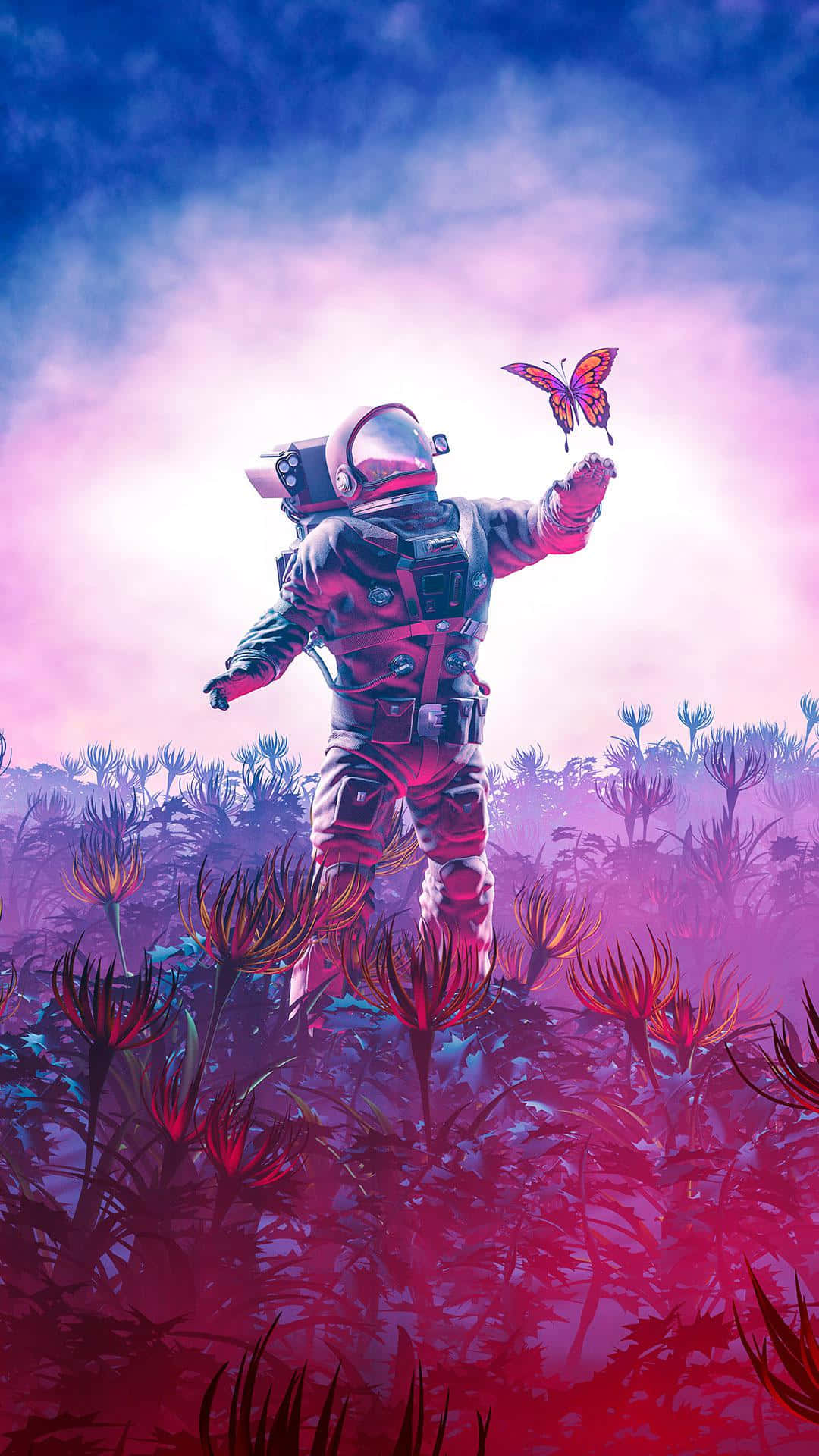 No Man's Sky, spacesuit, butterfly, Full HD Phone Wallpaper