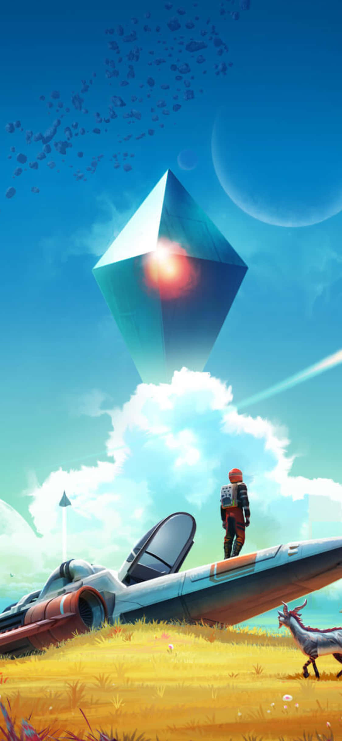 No Man's Sky, astronaut, futuristic spacecraft, Full HD Phone Wallpaper