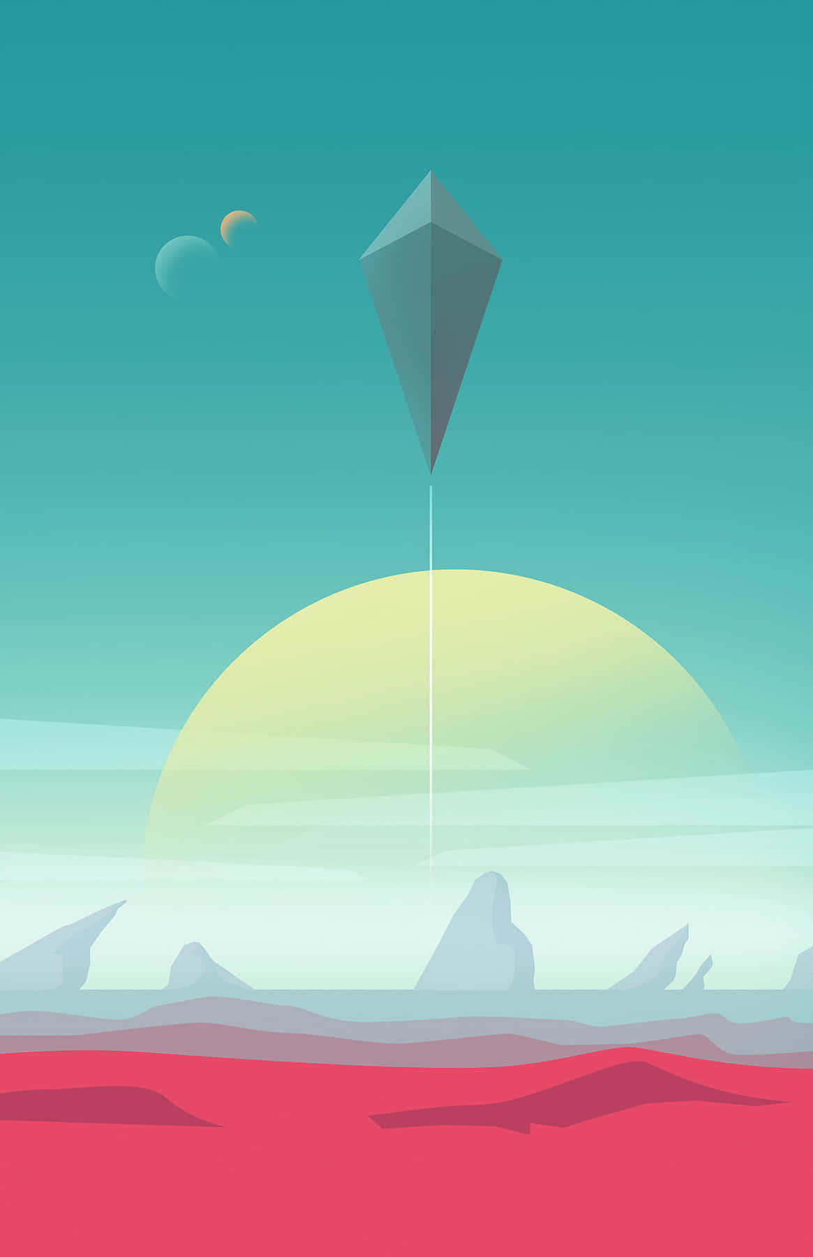 No Man's Sky, glowing sun, pink terrain, HD Phone Wallpaper