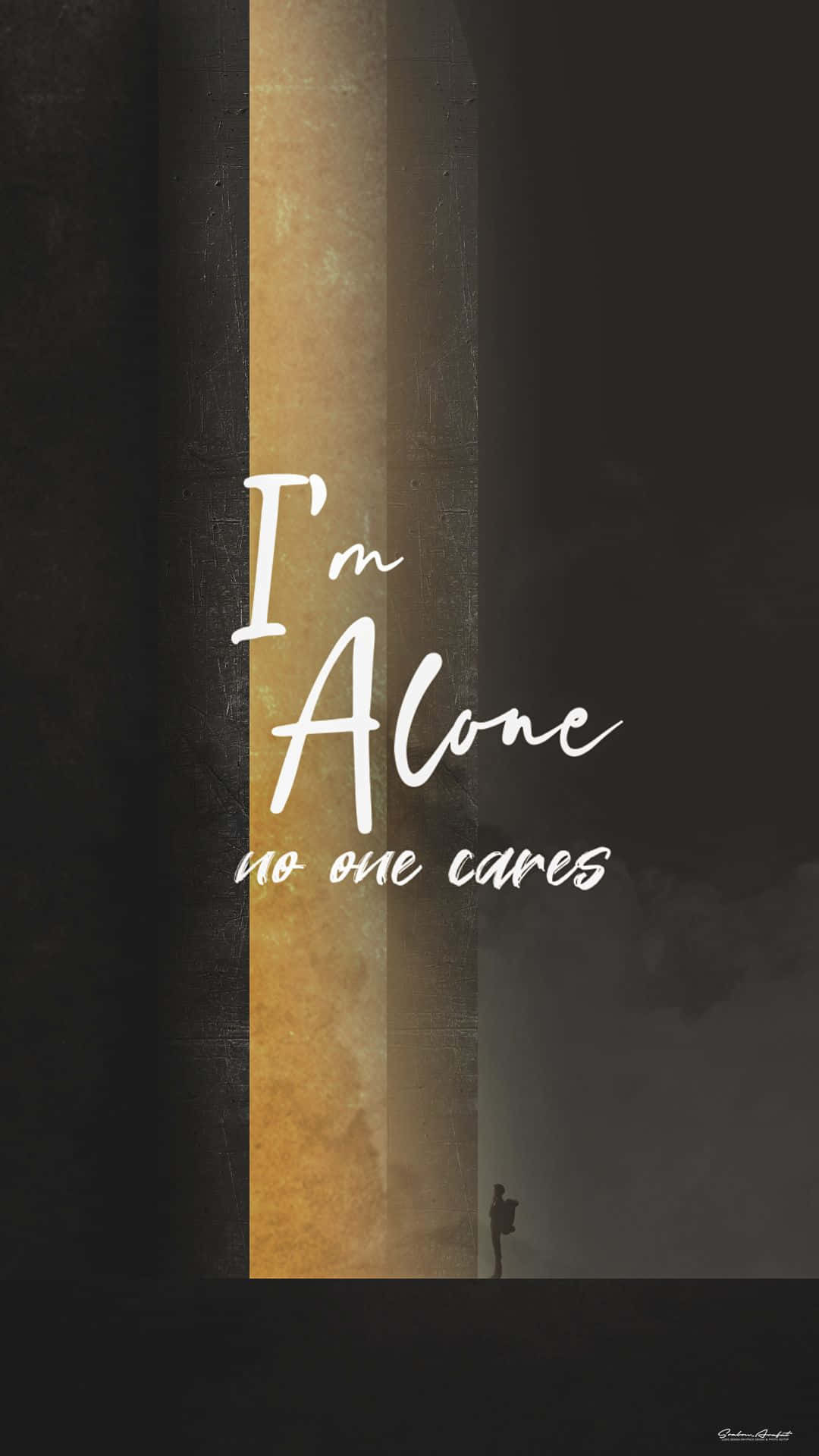 I'm Alone no one cares, golden light beam, dark moody sky, Full HD Phone Wallpaper