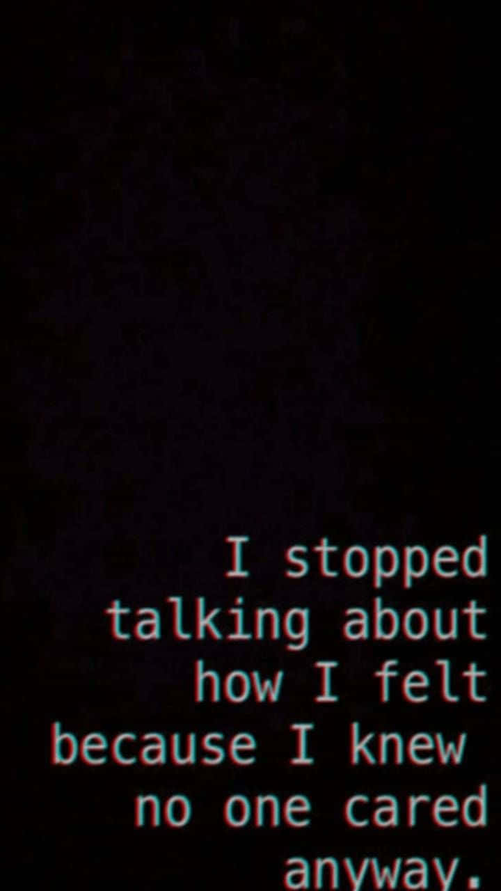 No One Cares, glitchy red and cyan text, dark screen, HD Phone Wallpaper