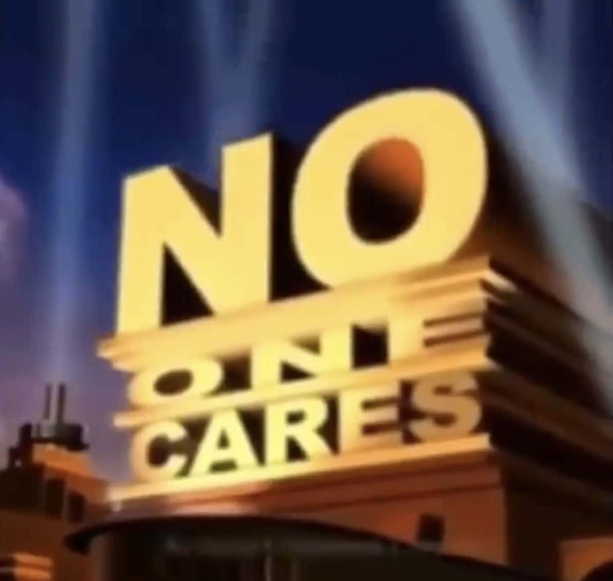 NO ONE CARES, golden 3d letters, dark blue sky, SD Desktop Wallpaper