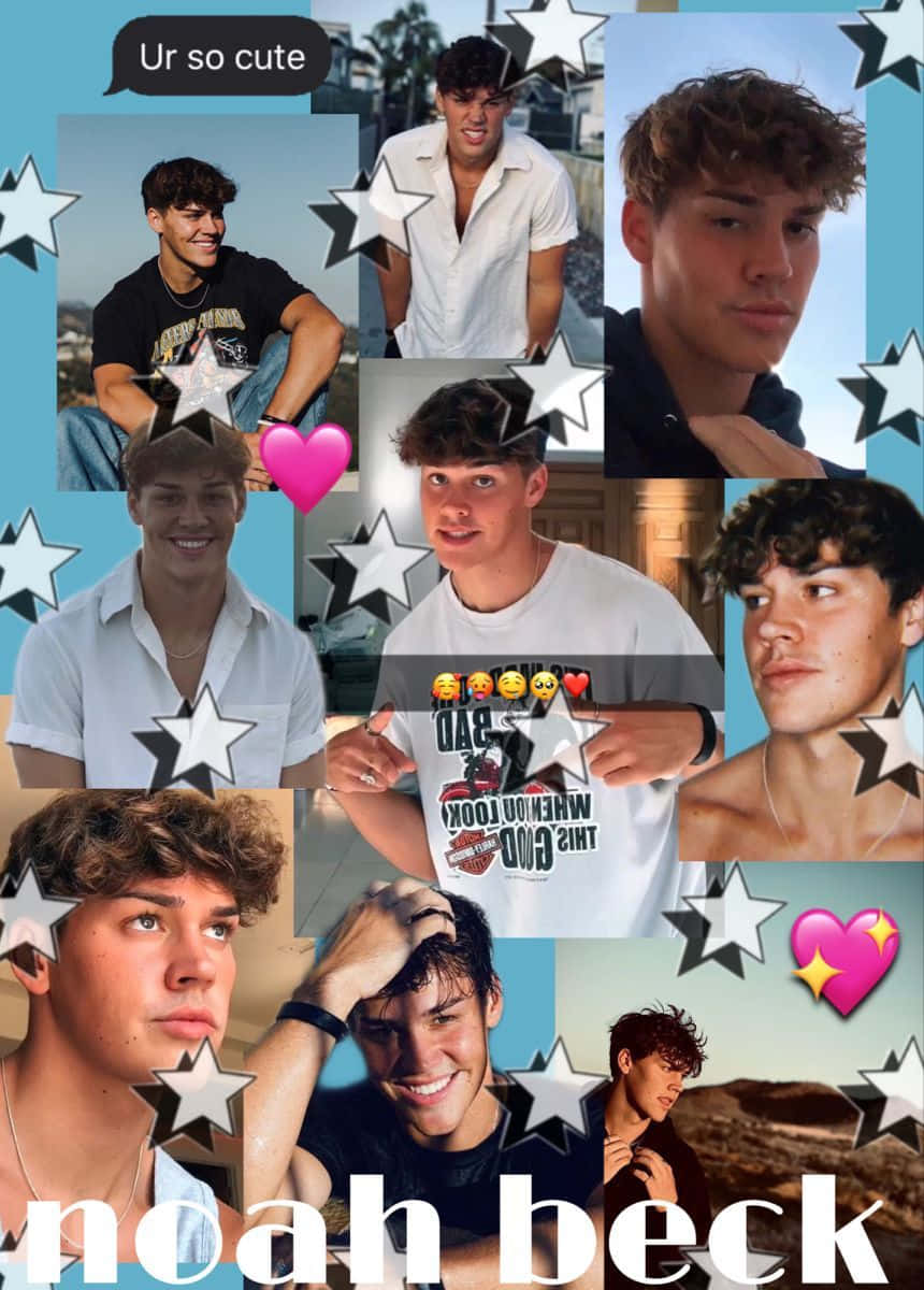 Noah Beck, stars, hearts, SD Phone Wallpaper