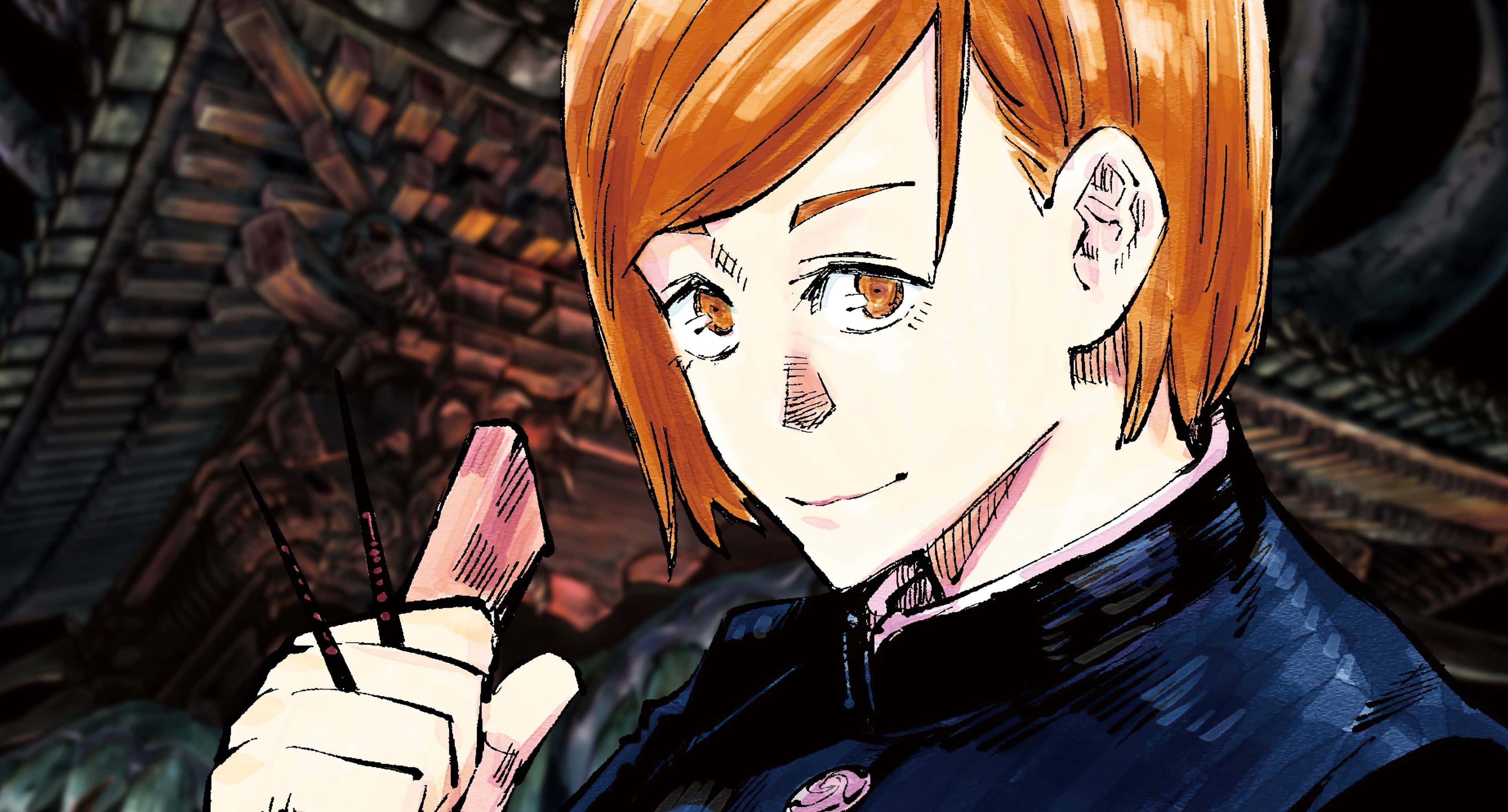 Nobara Kugisaki, orange hair, intense eyes, 4K Desktop Wallpaper