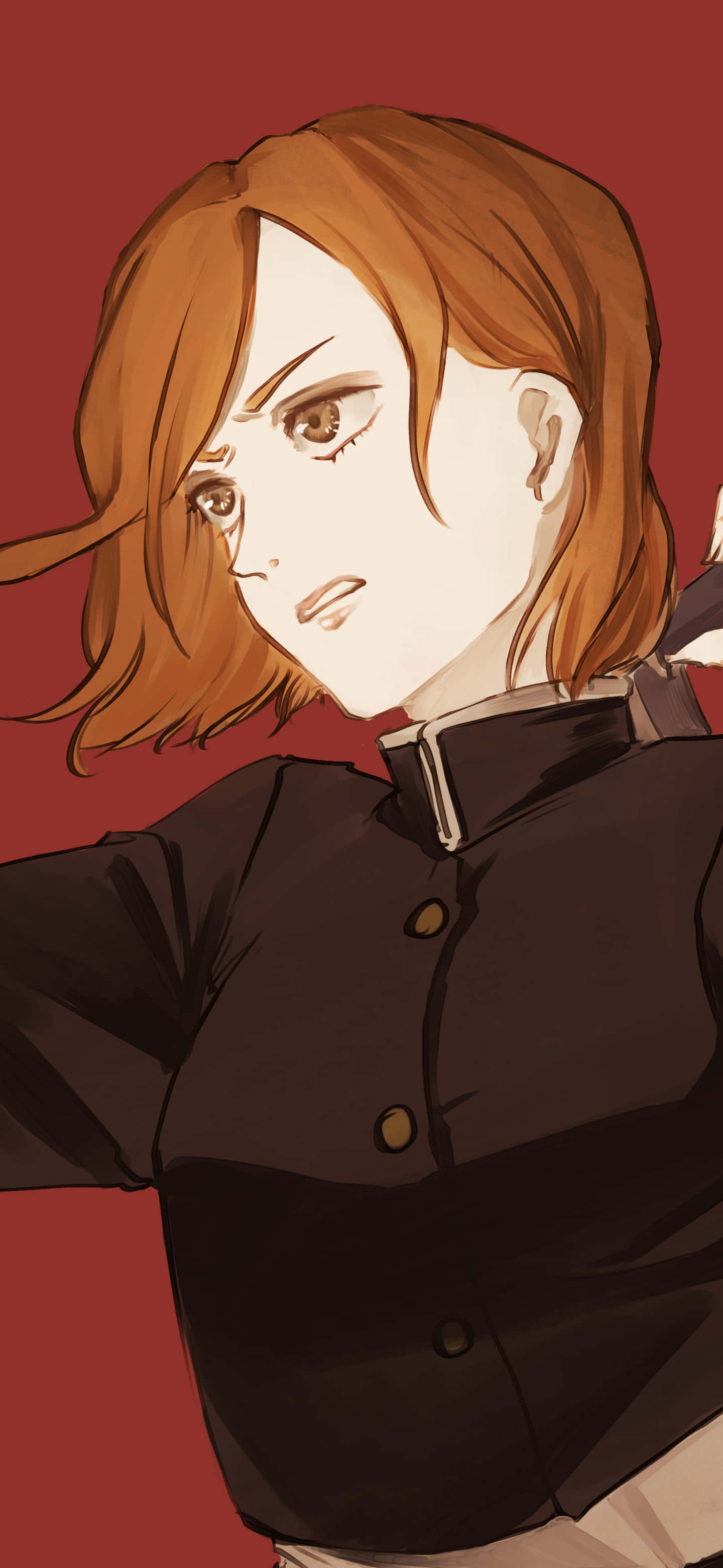 Nobara Kugisaki, short brown hair, intense eyes, 2K Phone Wallpaper