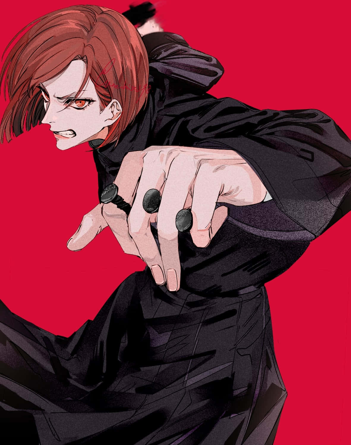 Nobara Kugisaki, red hair, intense eyes, HD Phone Wallpaper