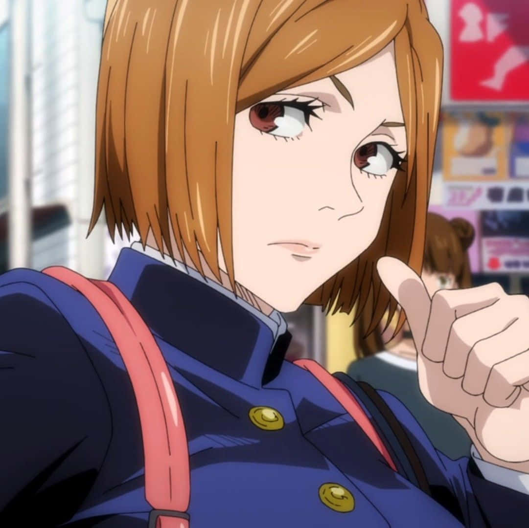Nobara Kugisaki, short brown hair, red eyes, SD Desktop Wallpaper