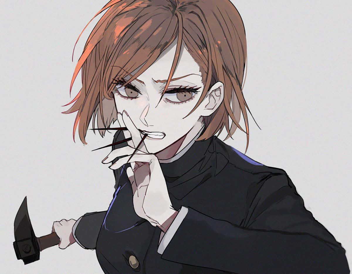 Nobara Kugisaki, brown hair, hammer, SD Desktop Wallpaper