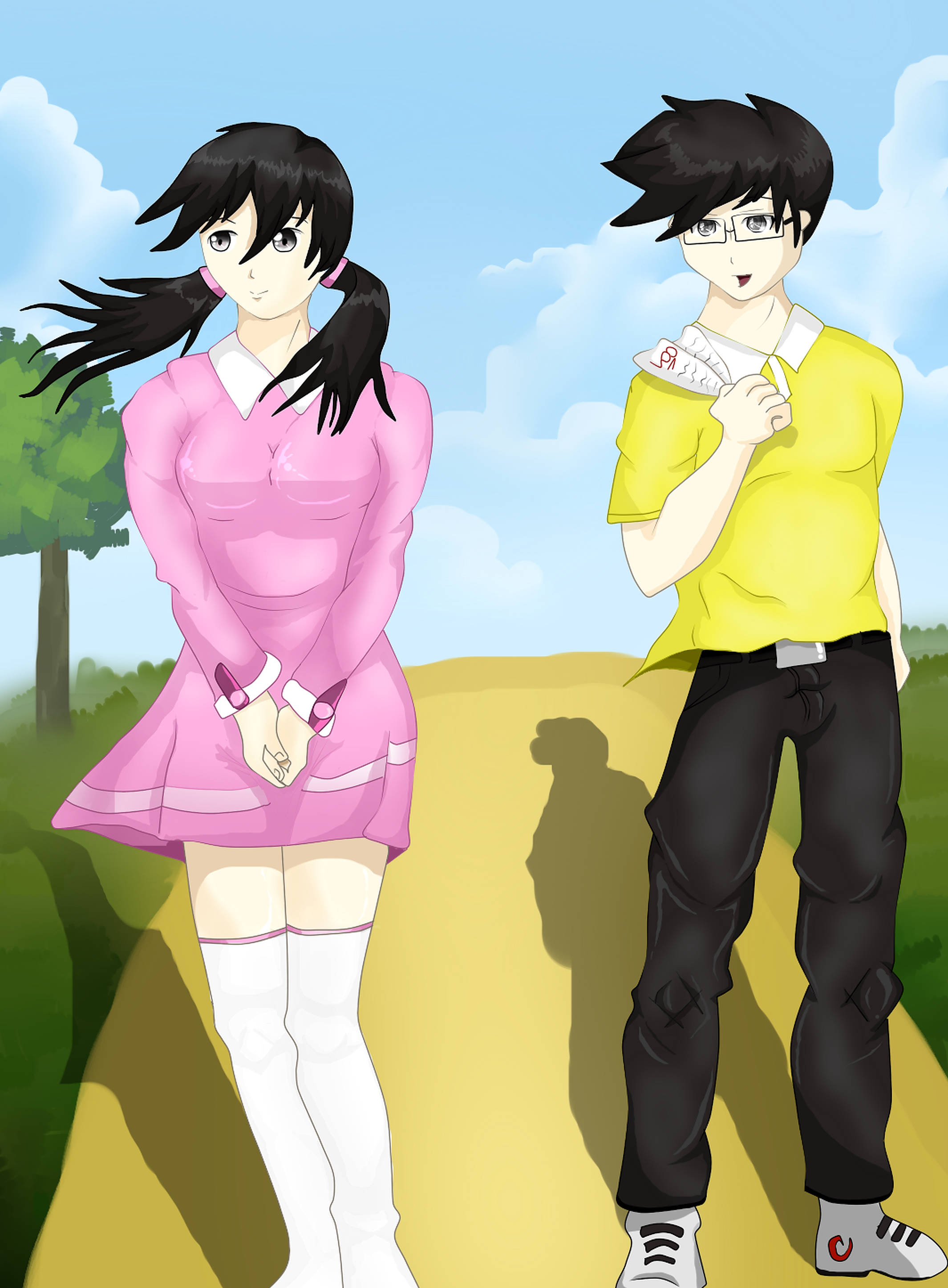 Nobita, Shizuka, pink dress, 2K Phone Wallpaper