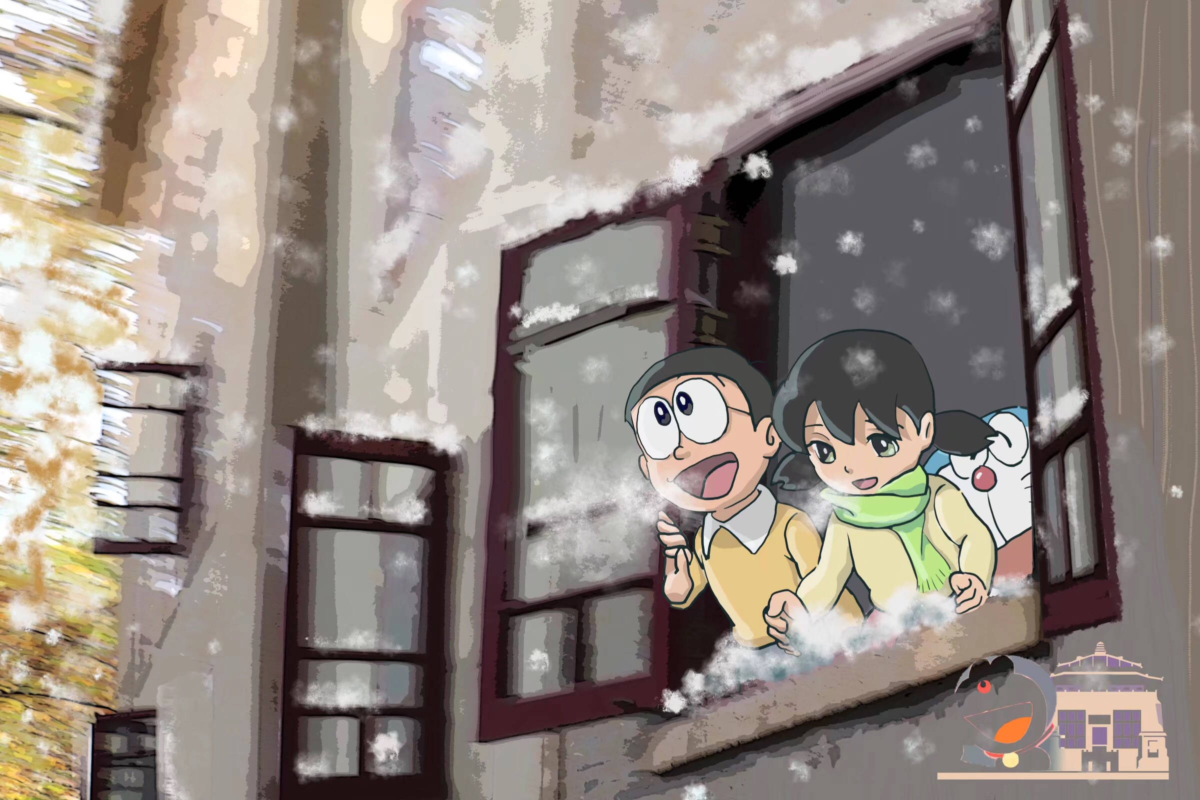 Nobita, Shizuka, robot, Full HD Desktop Wallpaper