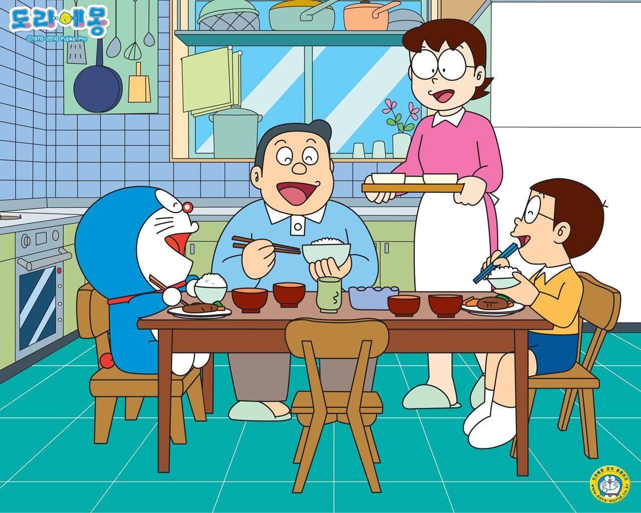 Nobita, family, robot cat, HD Desktop Wallpaper