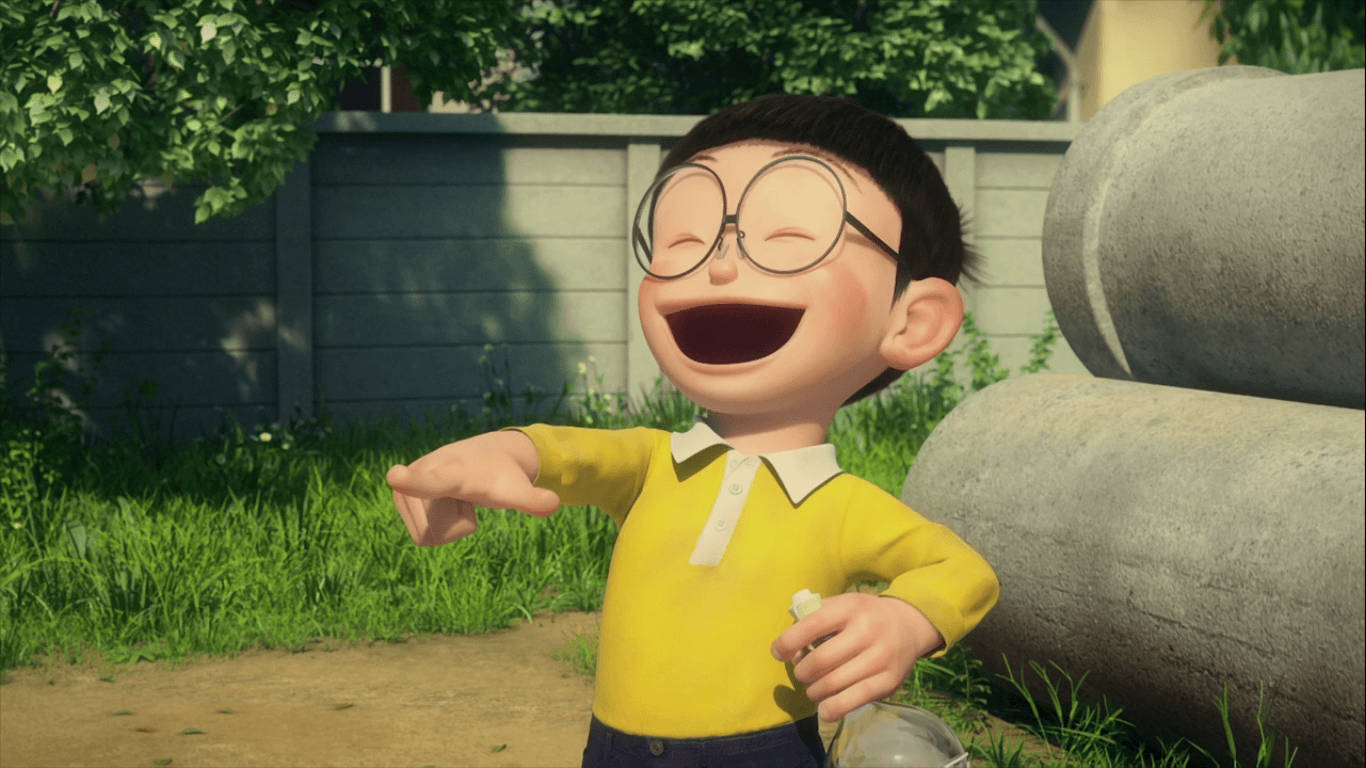 Nobita, yellow shirt, stone pipe, HD Desktop Wallpaper