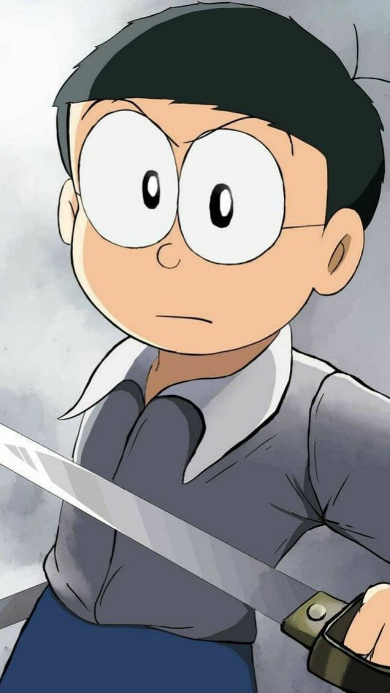 Nobita, sword, anime boy, HD Phone Wallpaper