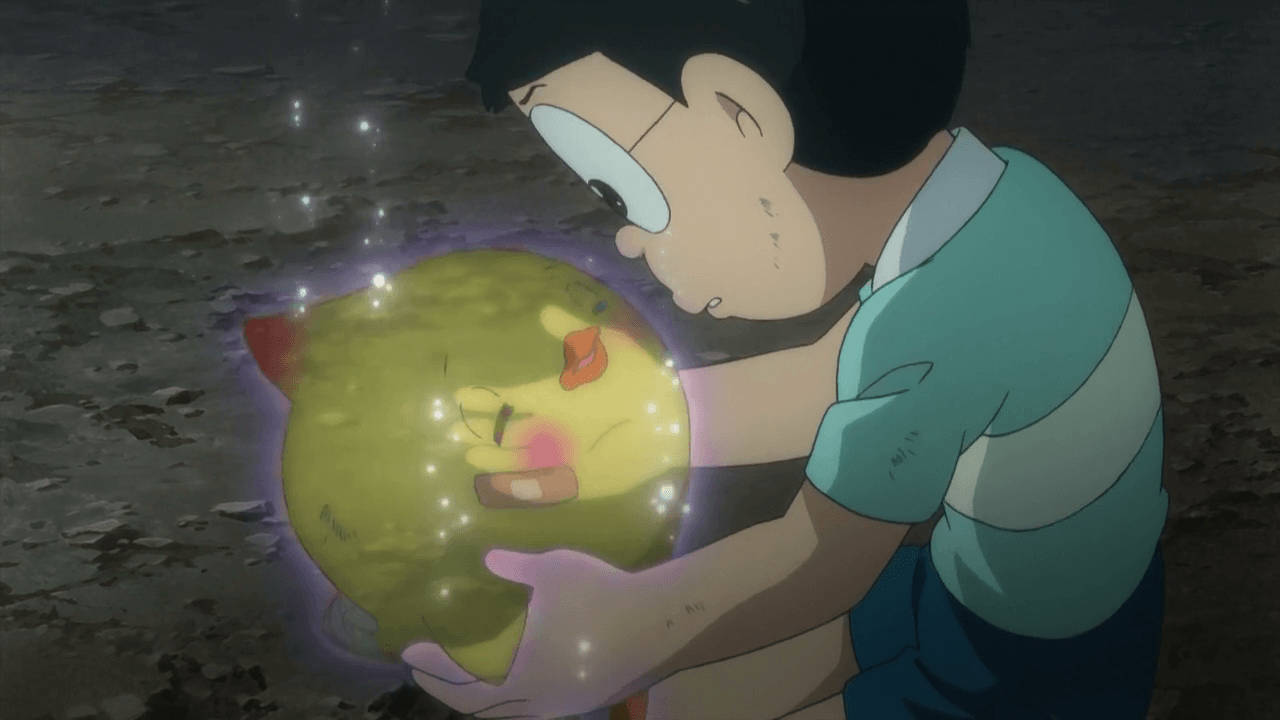 Nobita, glowing yellow creature, sparkles, HD Desktop Wallpaper