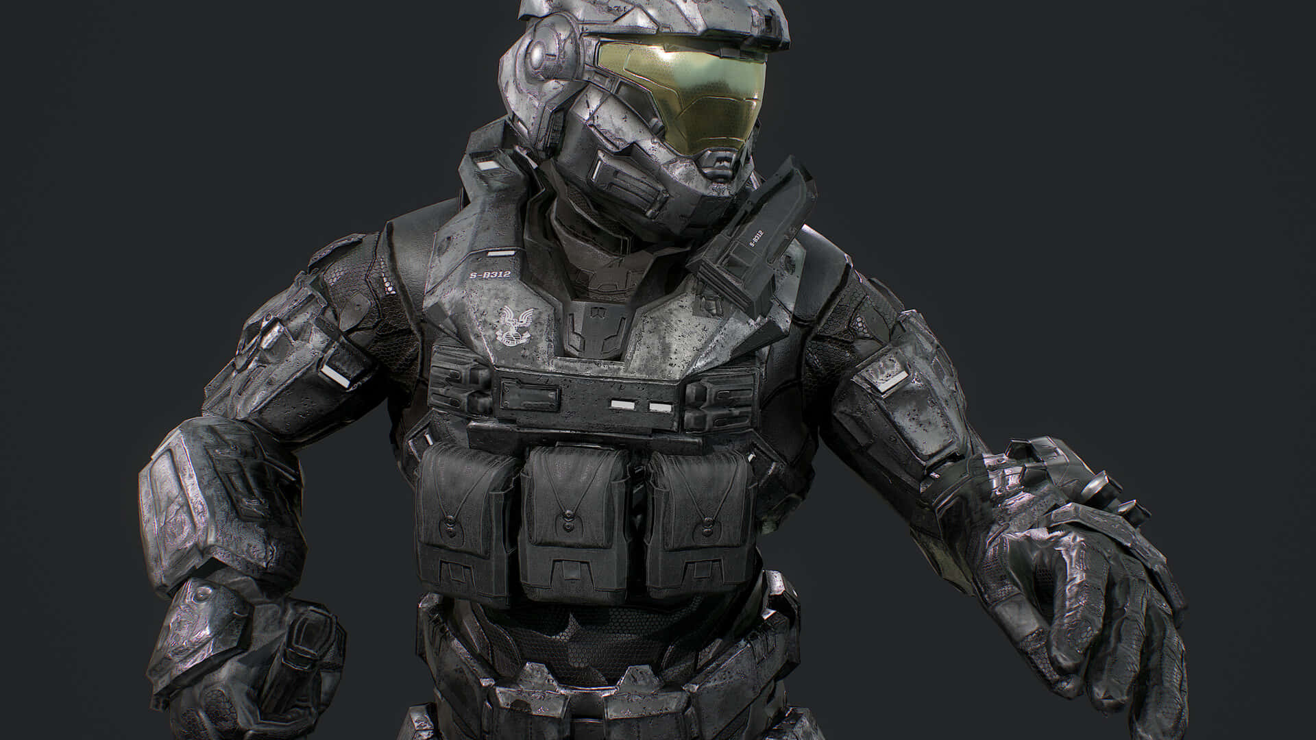 Noble Six, futuristic helmet, glowing green visor, Full HD Desktop Wallpaper