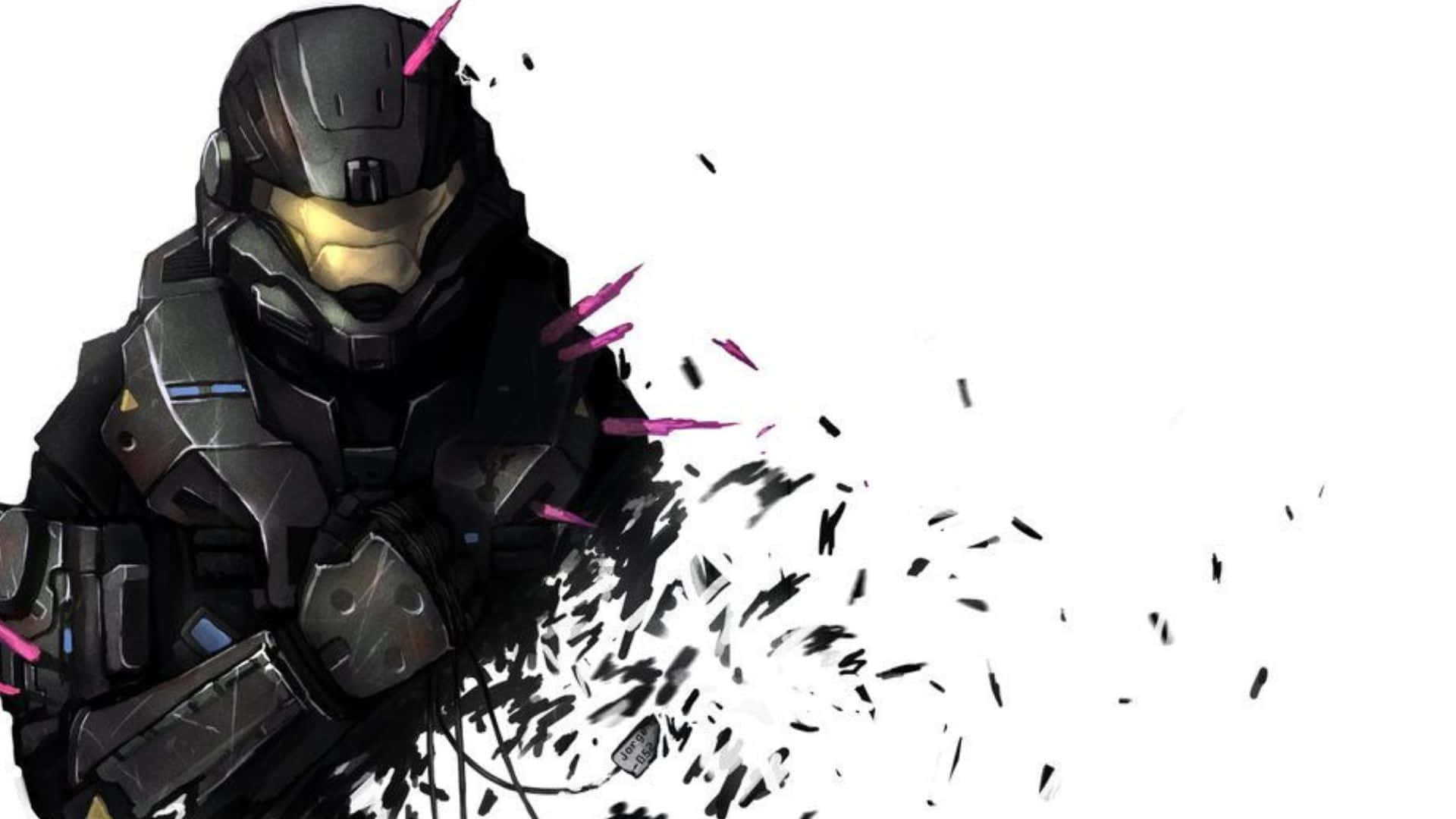 Noble Six, dark armor, gold visor, Full HD Desktop Wallpaper