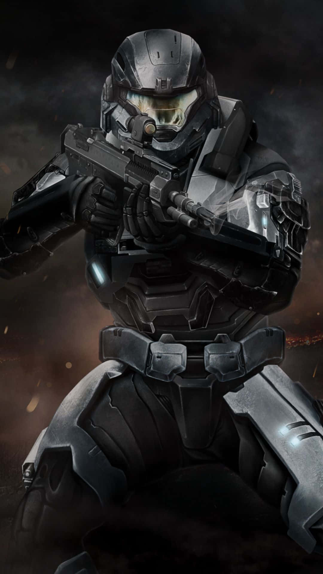 Noble Six, futuristic armor, glowing helmet visor, Full HD Phone Wallpaper