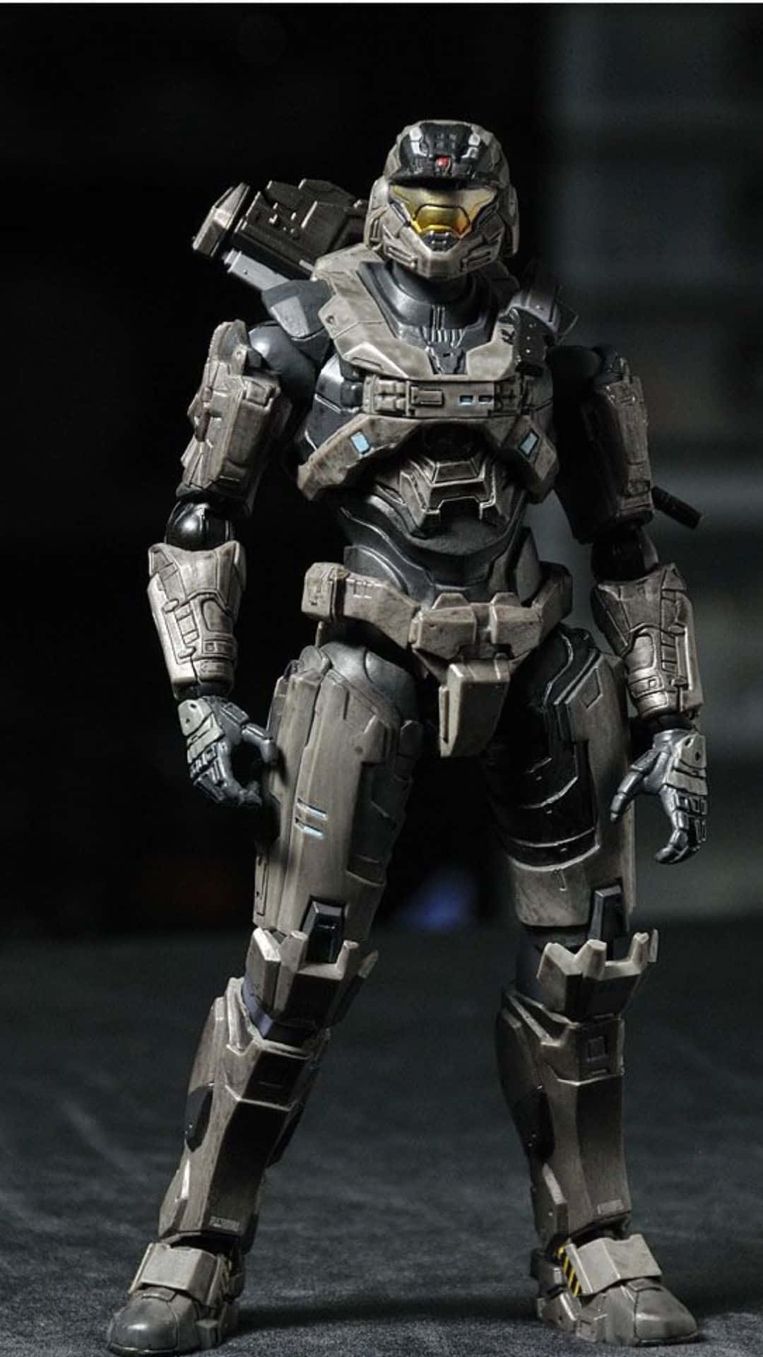 Noble Six, gray and black armored soldier, glowing yellow visor, Full HD Phone Wallpaper