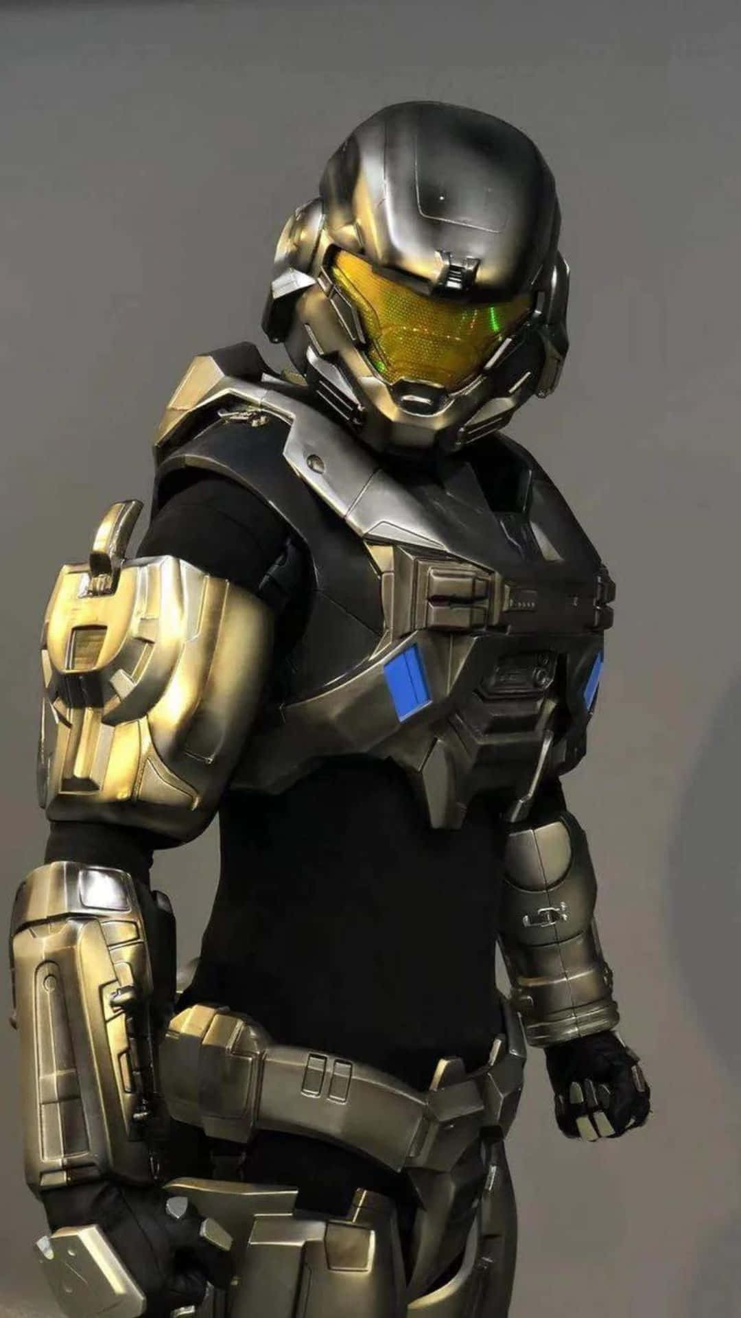 Noble Six, gold and silver armor, glowing yellow visor, Full HD Phone Wallpaper