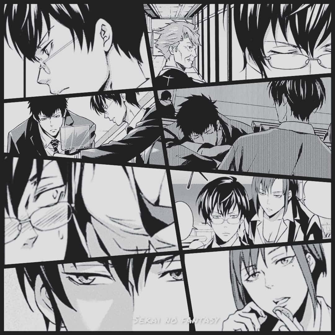 Nobuchika Ginoza, black and white manga collage, anime characters, SD Desktop Wallpaper