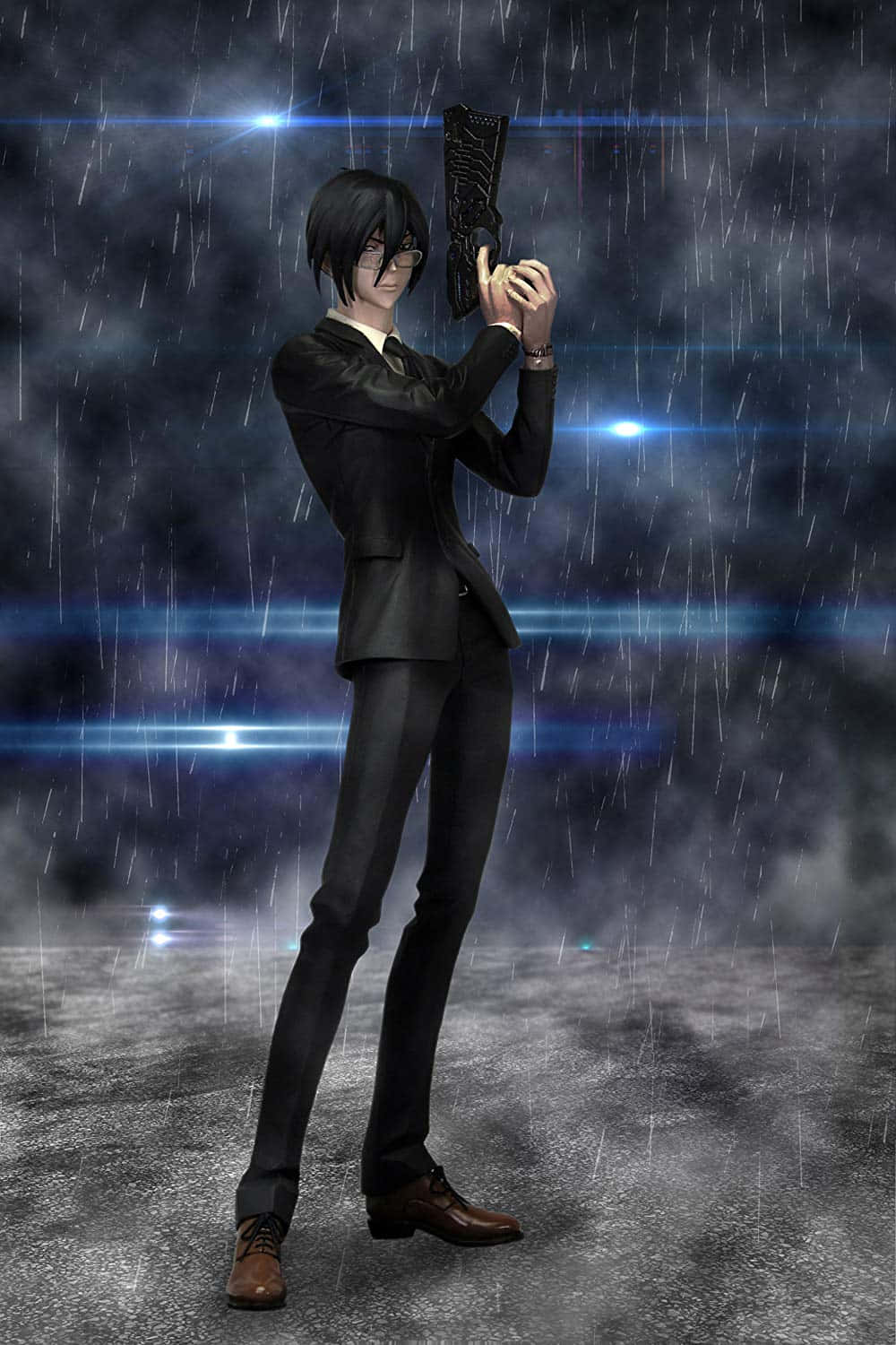 Nobuchika Ginoza, black suit, ornate gun, HD Phone Wallpaper