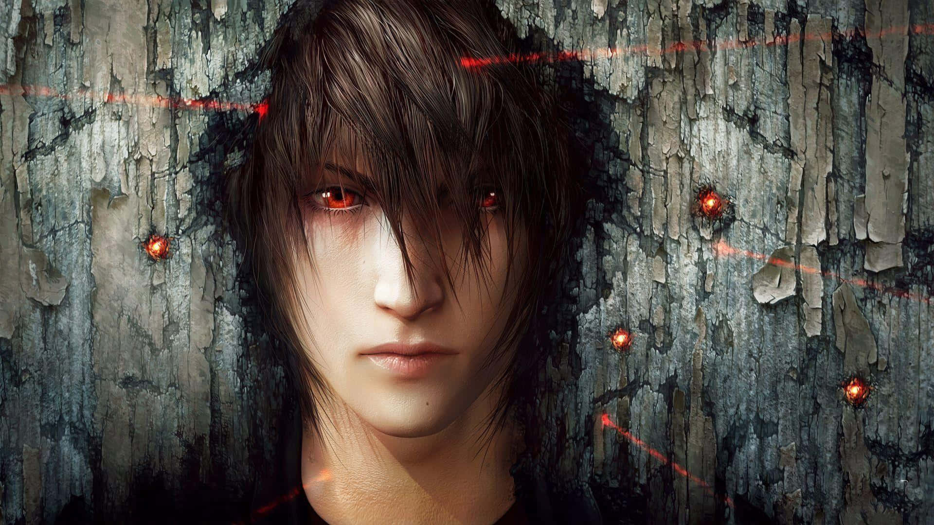 Noctis Lucis Caelum, glowing red eyes, dark hair, Full HD Desktop Wallpaper