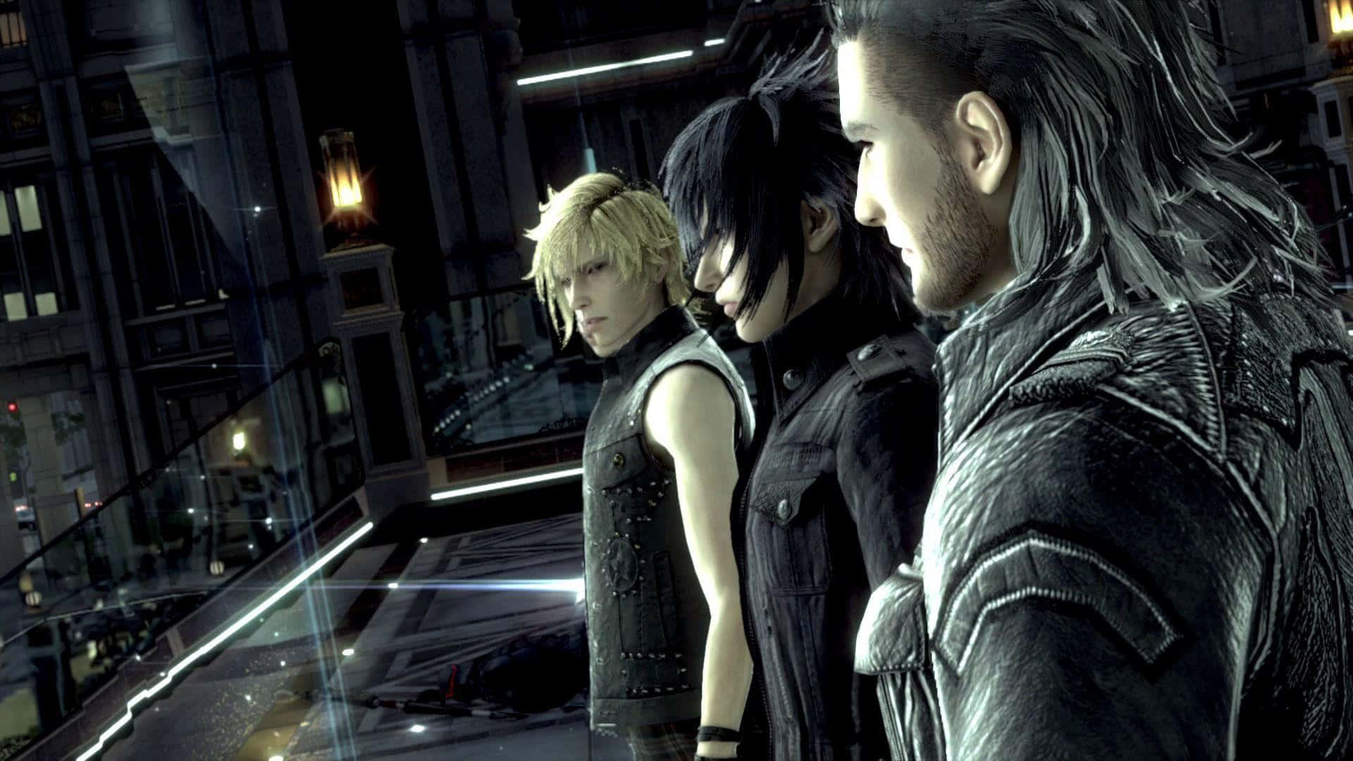 Noctis Lucis Caelum, futuristic cityscape, neon lights, Full HD Desktop Wallpaper