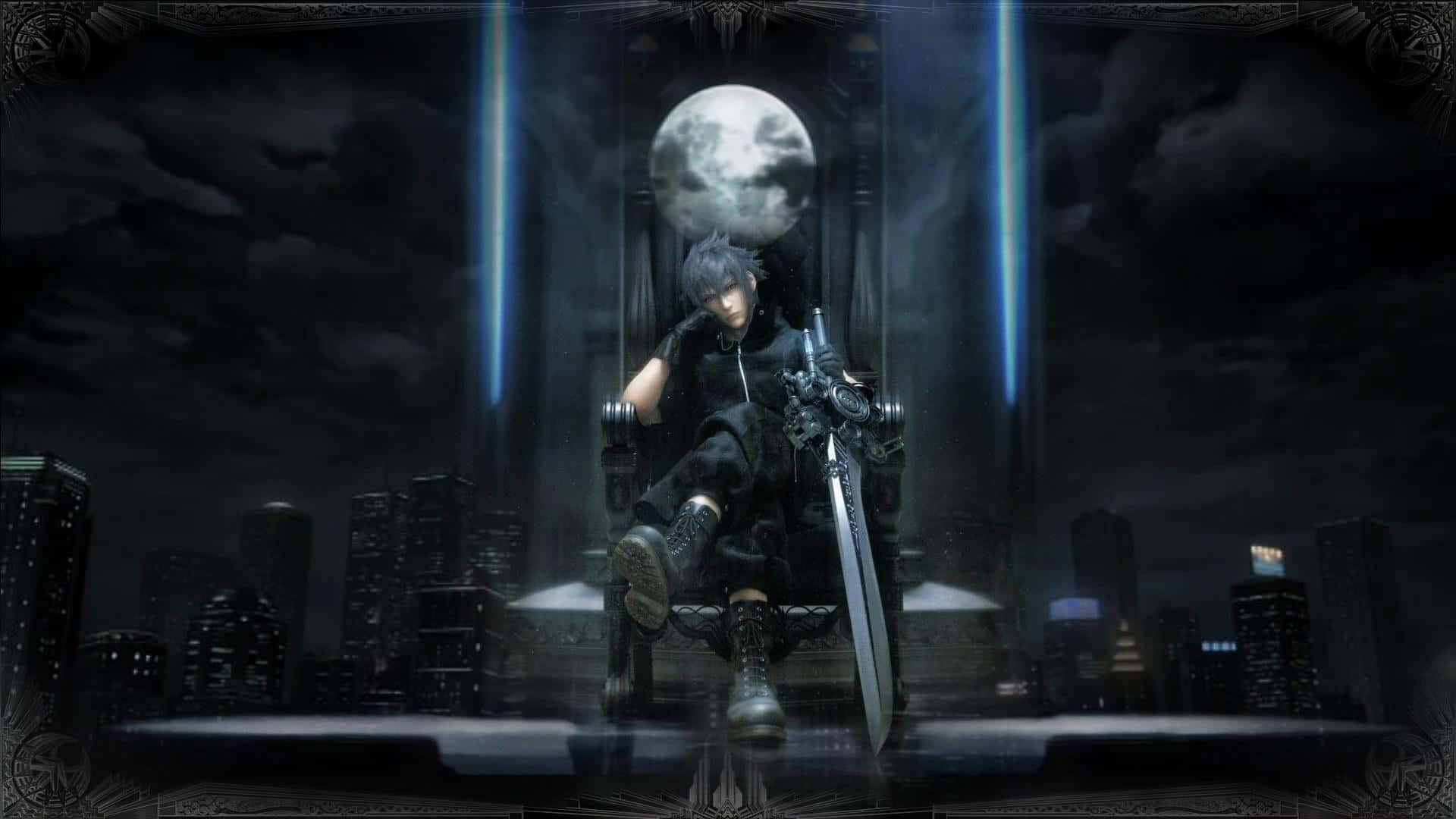 Noctis Lucis Caelum, silver hair, throne, Full HD Desktop Wallpaper