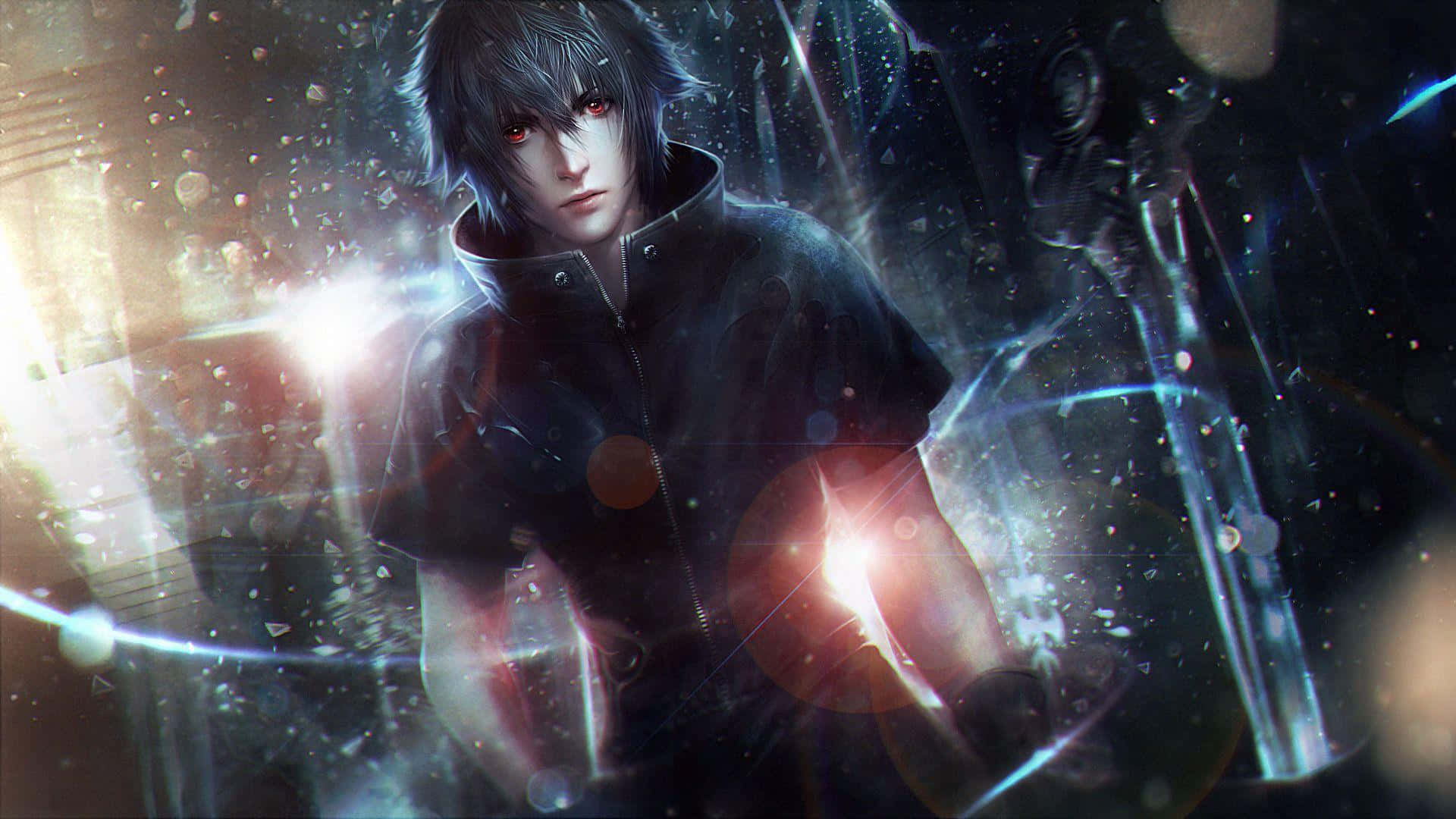Noctis Lucis Caelum, dark-haired anime character, red eyes, Full HD Desktop Wallpaper
