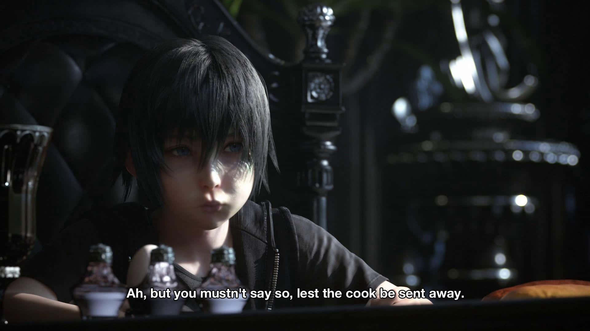 Noctis Lucis Caelum, black hair, dimly lit ornate room, Full HD Desktop Wallpaper