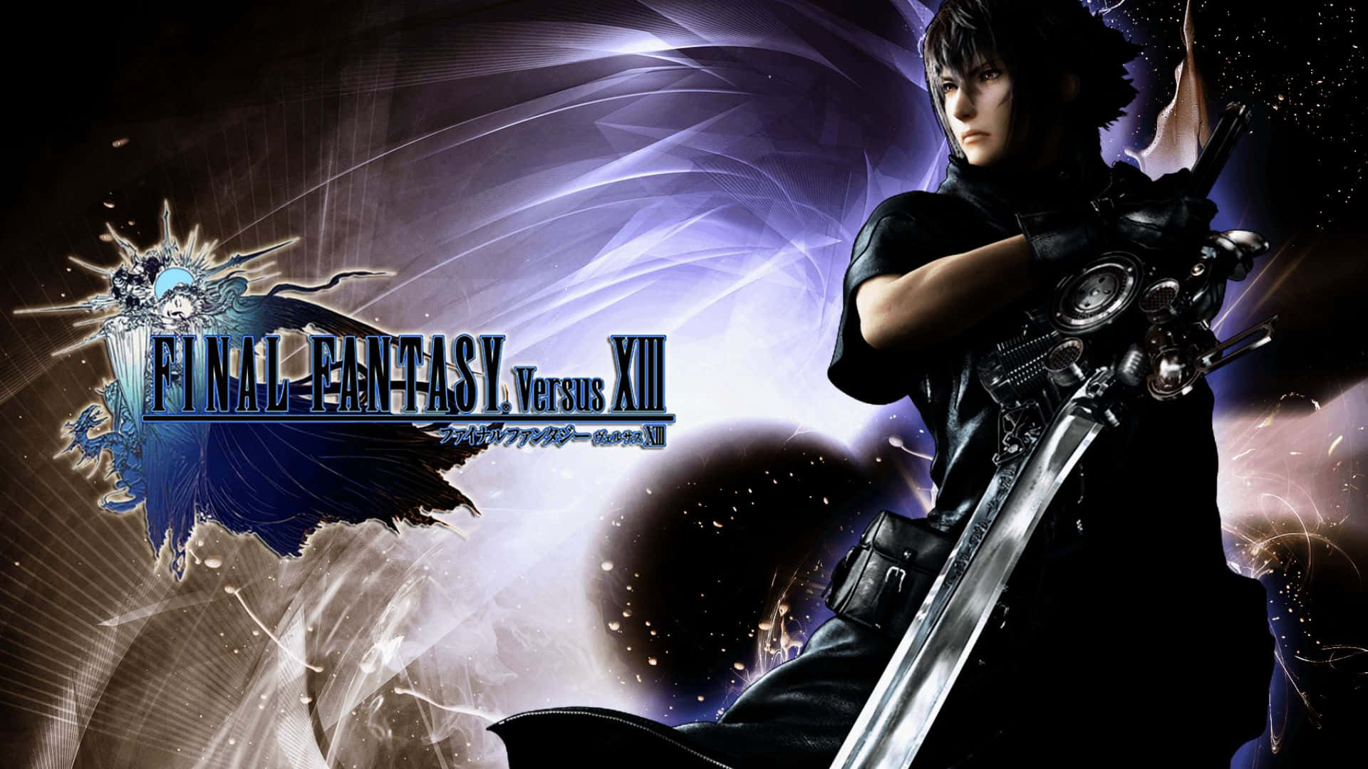 Noctis Lucis Caelum, black armor, glowing sword, Full HD Desktop Wallpaper