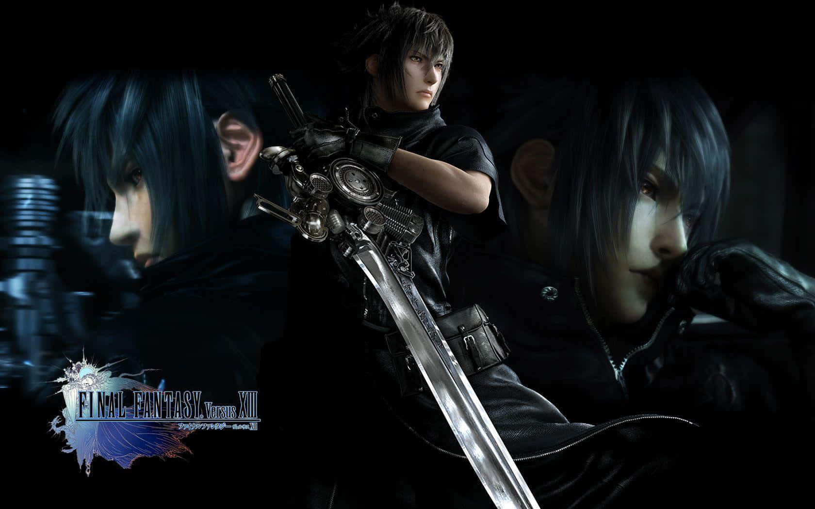 Noctis Lucis Caelum, black leather, large ornate sword, HD Desktop Wallpaper